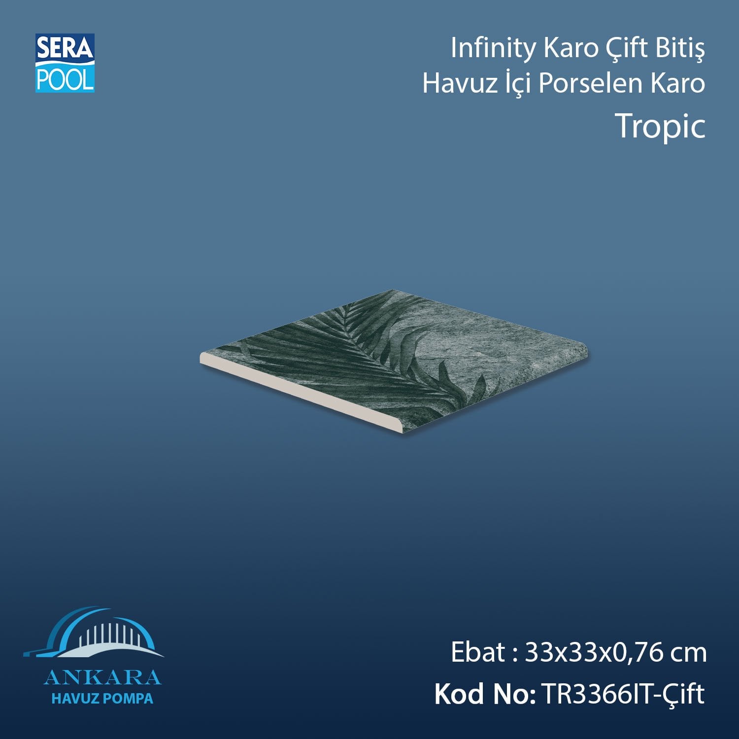 Tropic Infinity Kaymaz Karo Çift Bitiş 33x33x0,76 cm