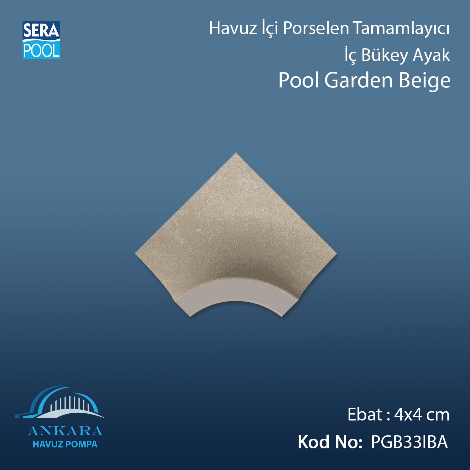 Pool Garden Beige 4x4 cm İç Bükey Ayak