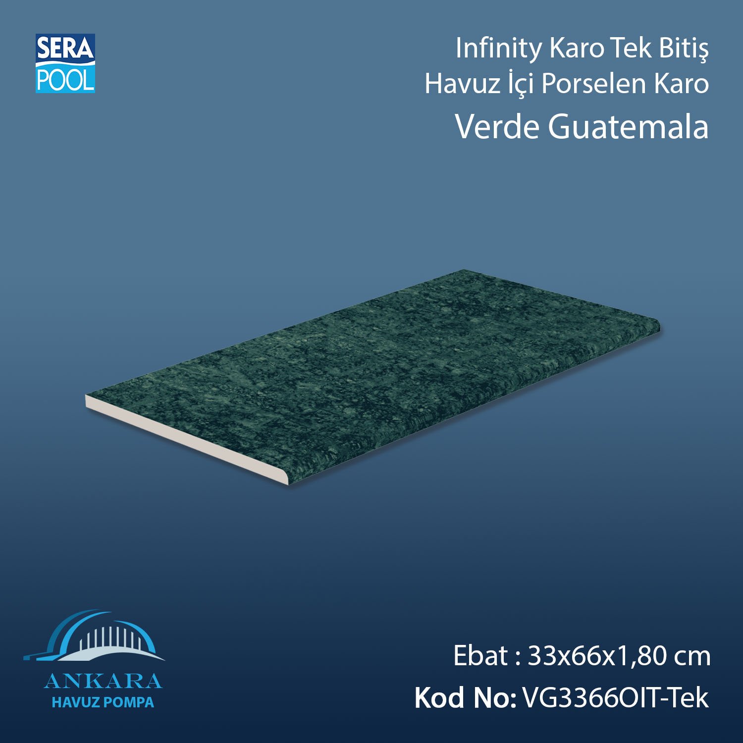 Verde Guatemala 33x66x1,80 cm Infinity Kaymaz Karo Tek Bitiş
