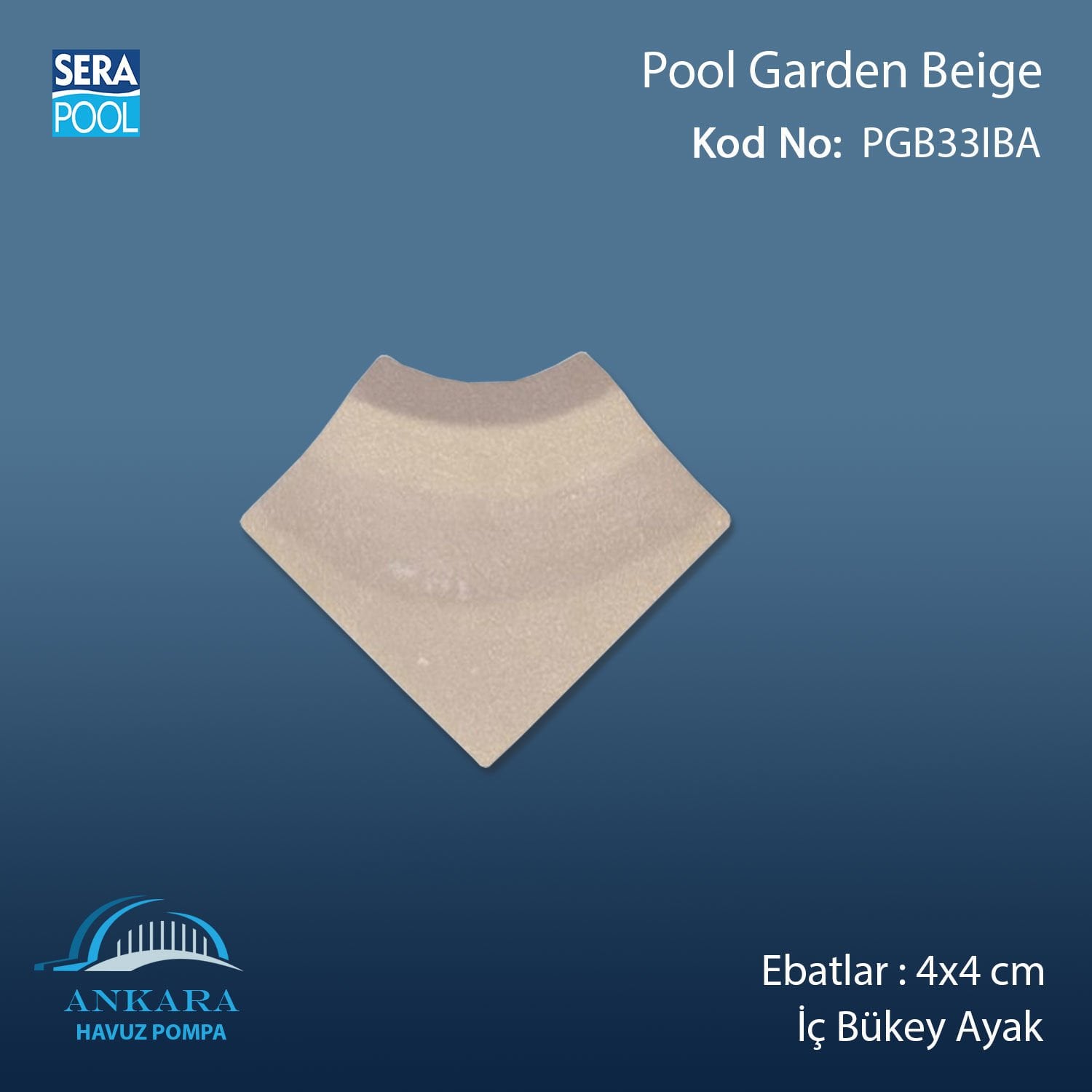 Pool Garden Beige 4x4 cm İç Bükey Ayak