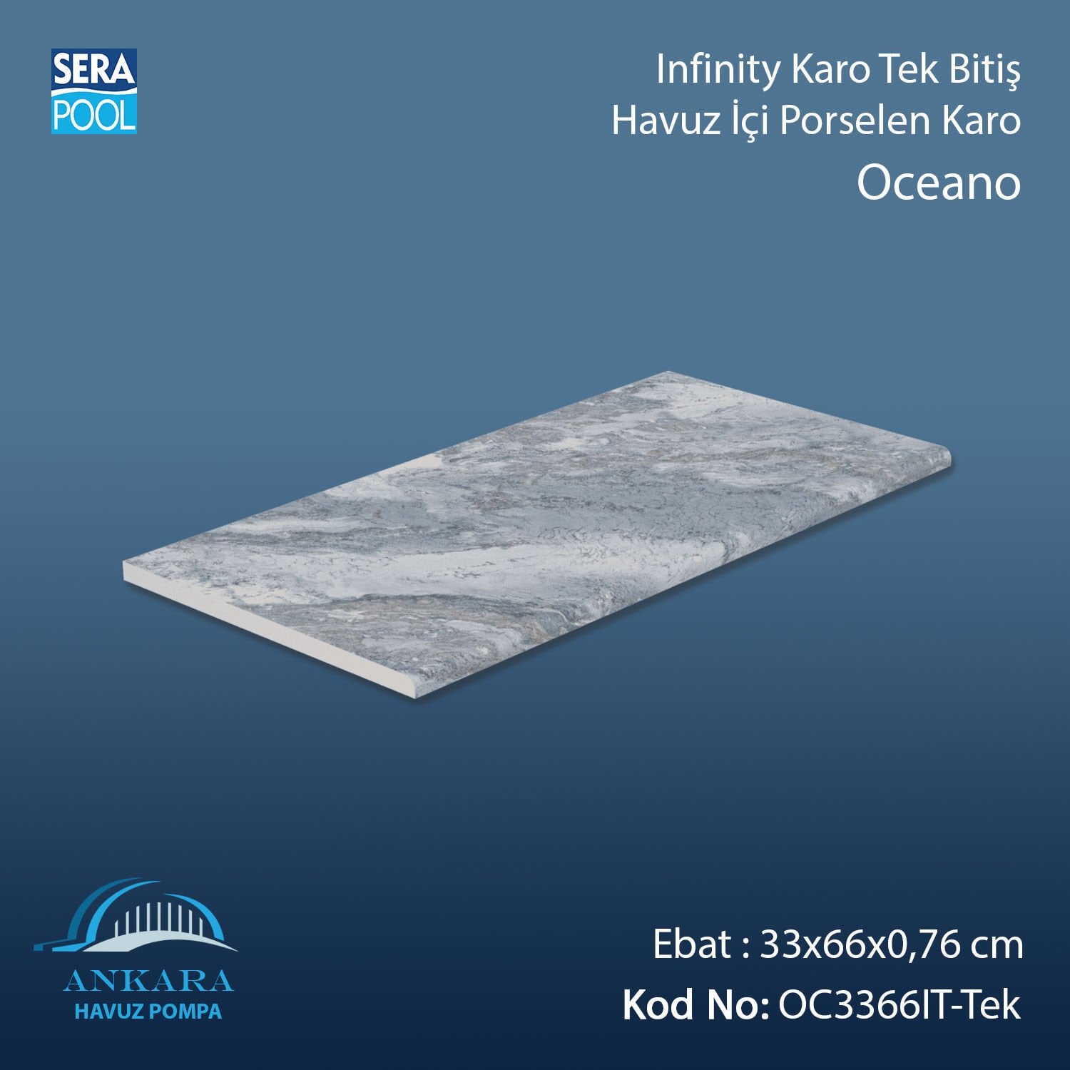 Oceano 33x66x0,76 cm Infinity Kaymaz Karo Tek Bitiş