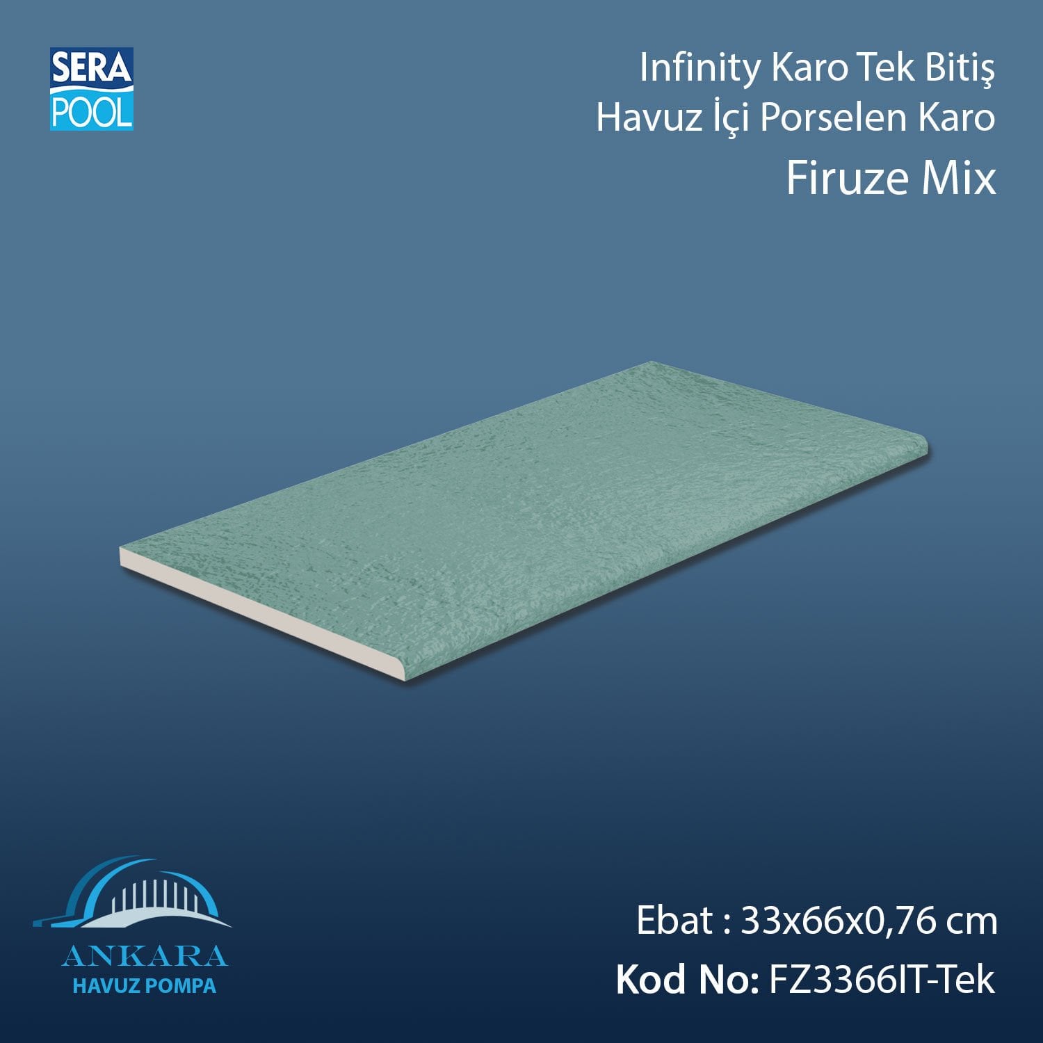 Firuze Mix 33x66x0,76 cm Infinity Kaymaz Karo Tek Bitiş