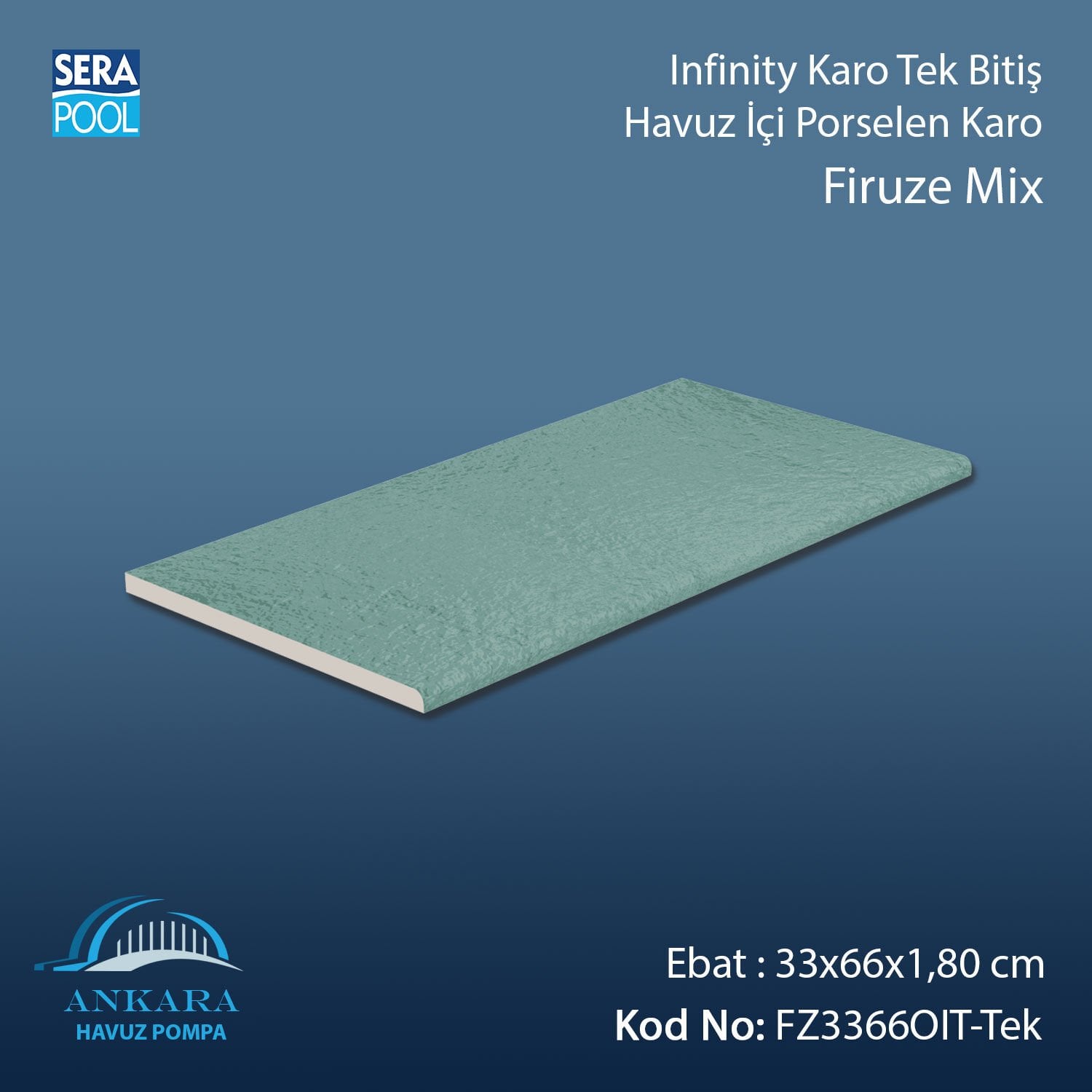 Firuze Mix 33x66x1,80 cm Infinity Kaymaz Karo Tek Bitiş