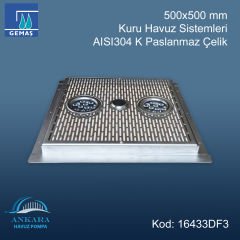 500x500 mm Kuru Havuz Sistemleri AISI304K Paslanmaz Çelik
