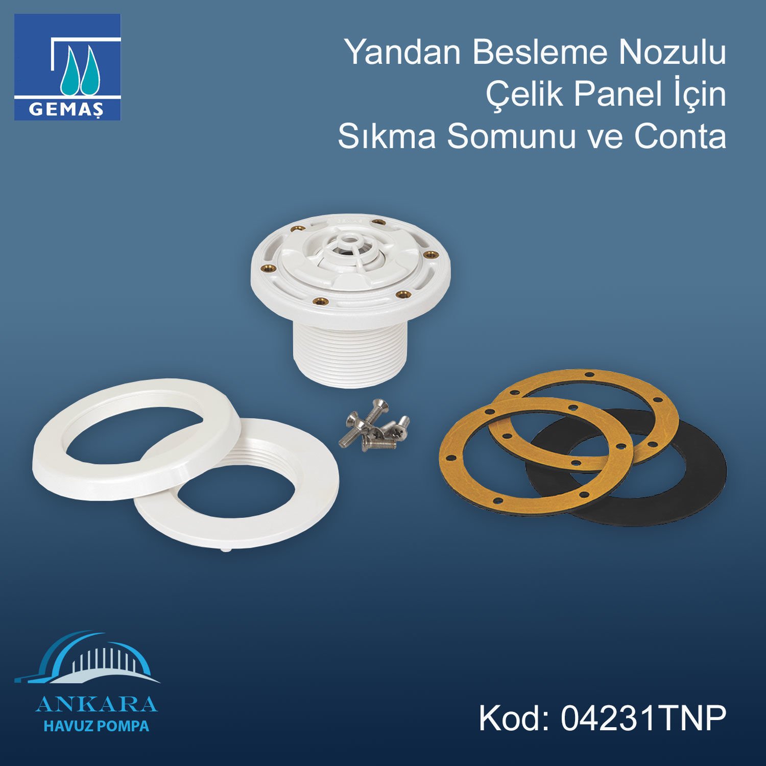 Yandan Besleme Nozulu - Yandan Besleme Nozulu Çel. Pan. için Sıkma Somunu ve Conta