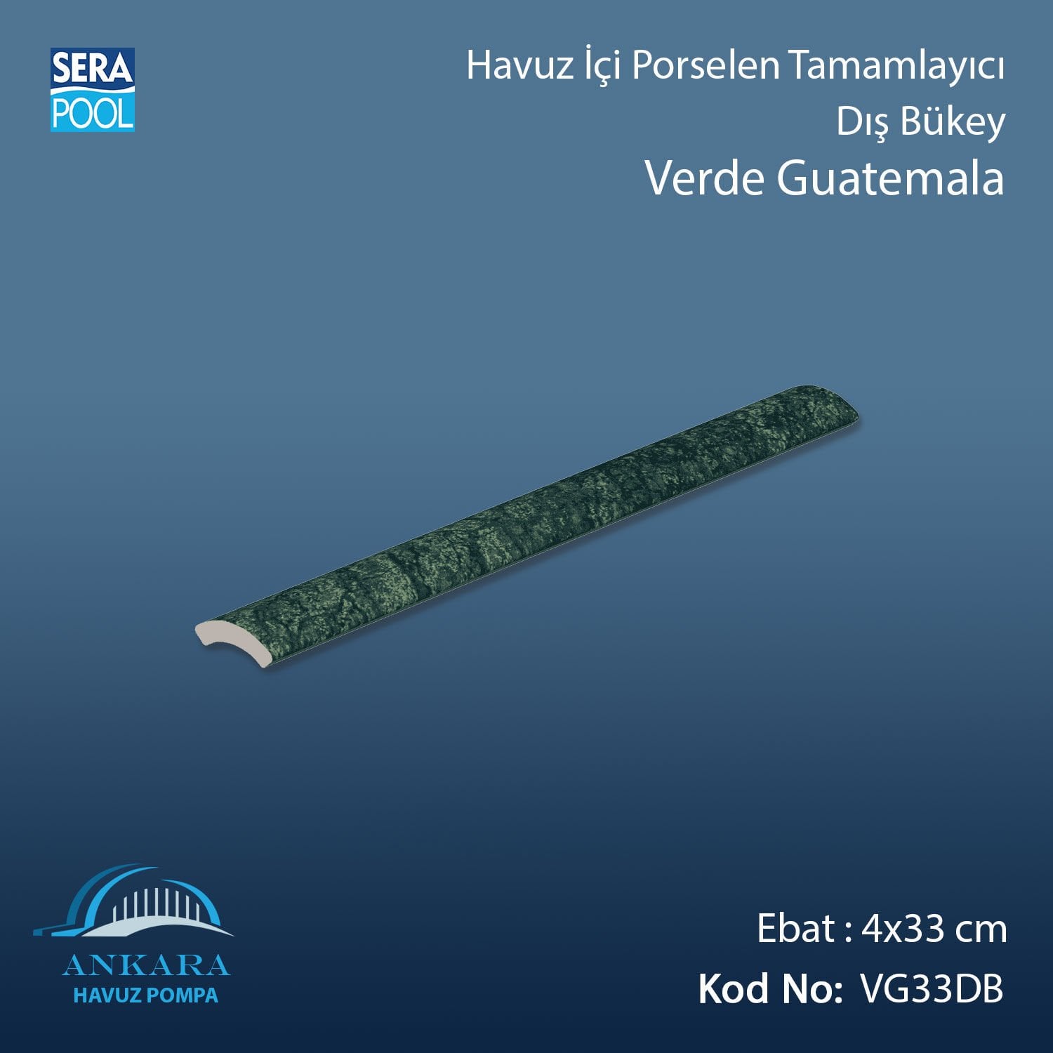 Verde Guatemala 4x33 cm Dış Bükey