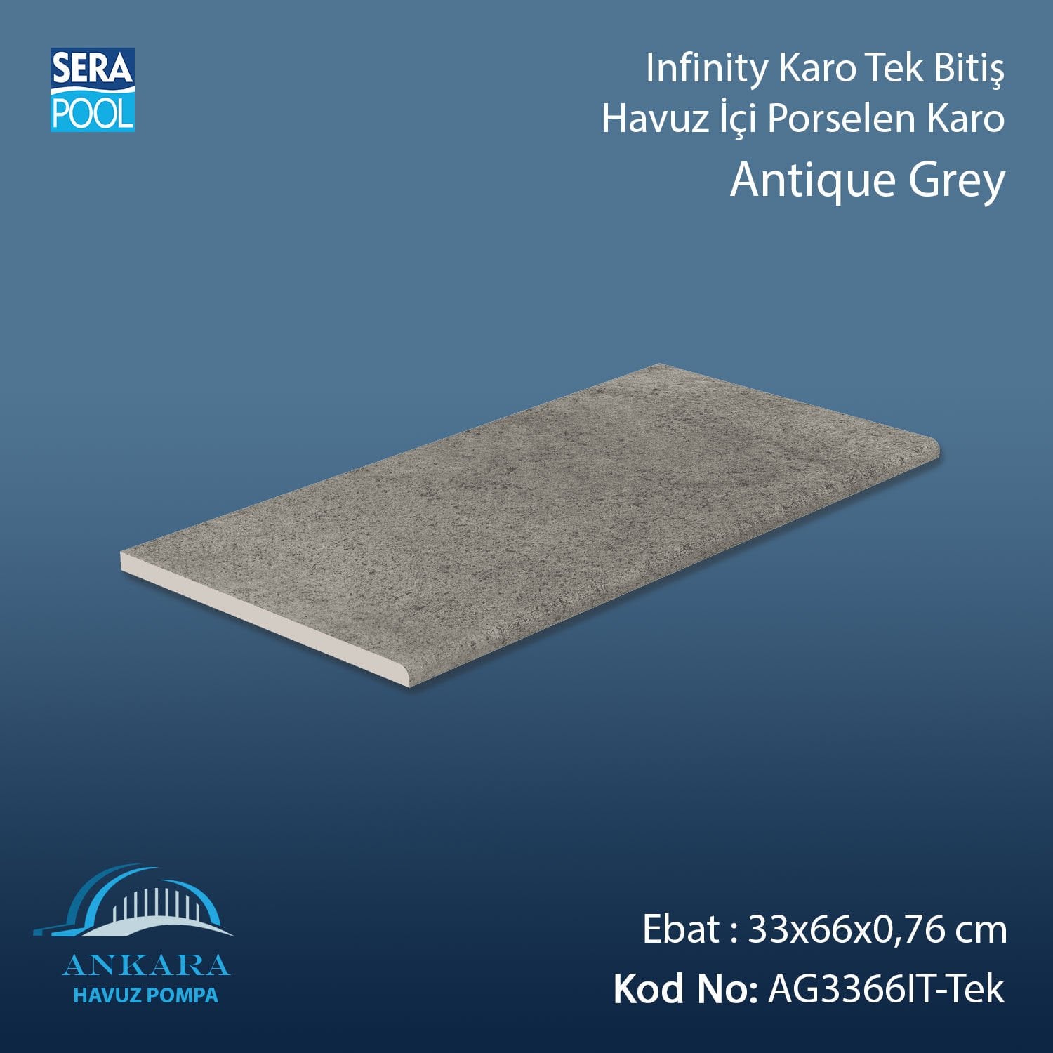 Antique Grey 33x66x0,76 cm Infinity Kaymaz Karo Tek Bitiş