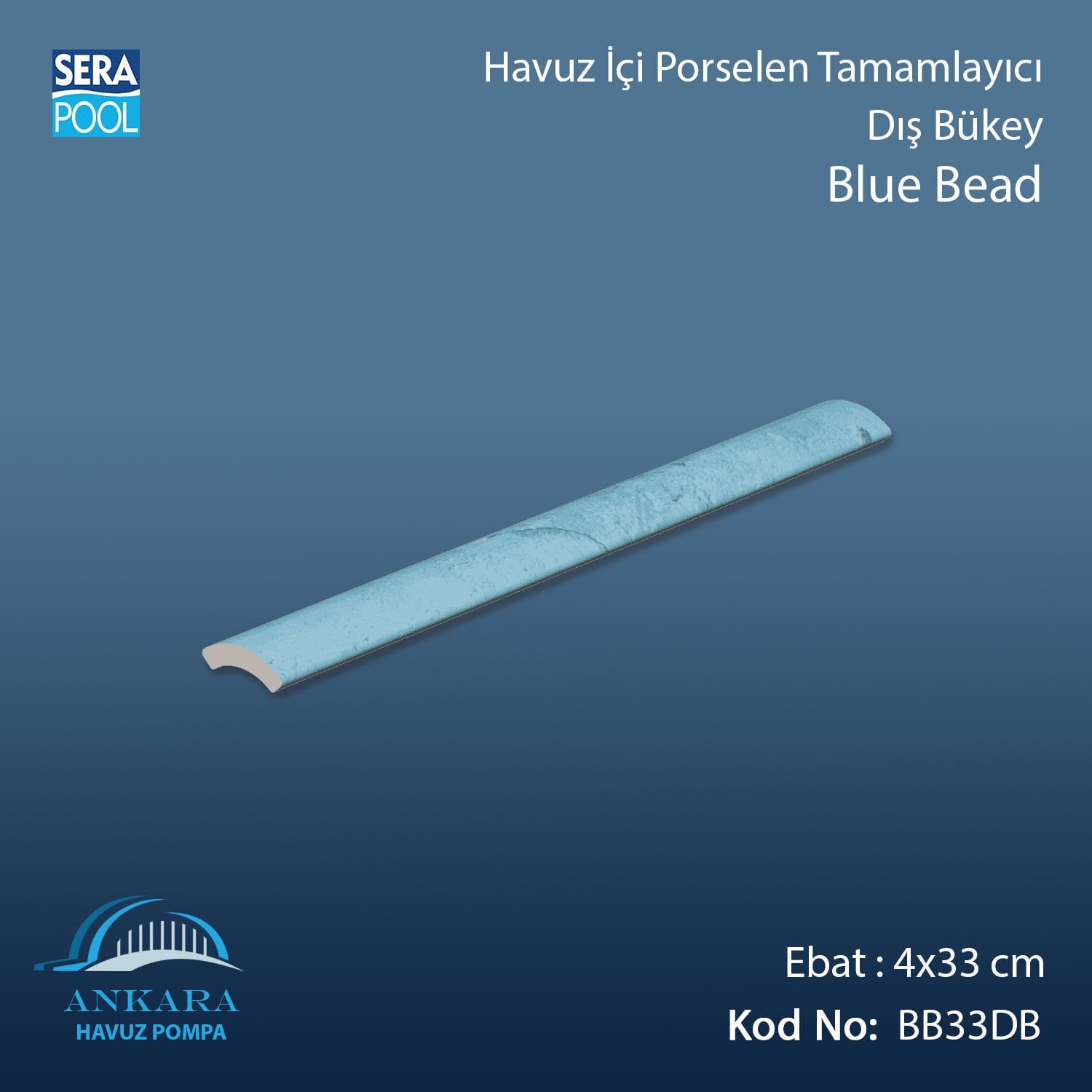 Blue Bead 4x33 cm Dış Bükey
