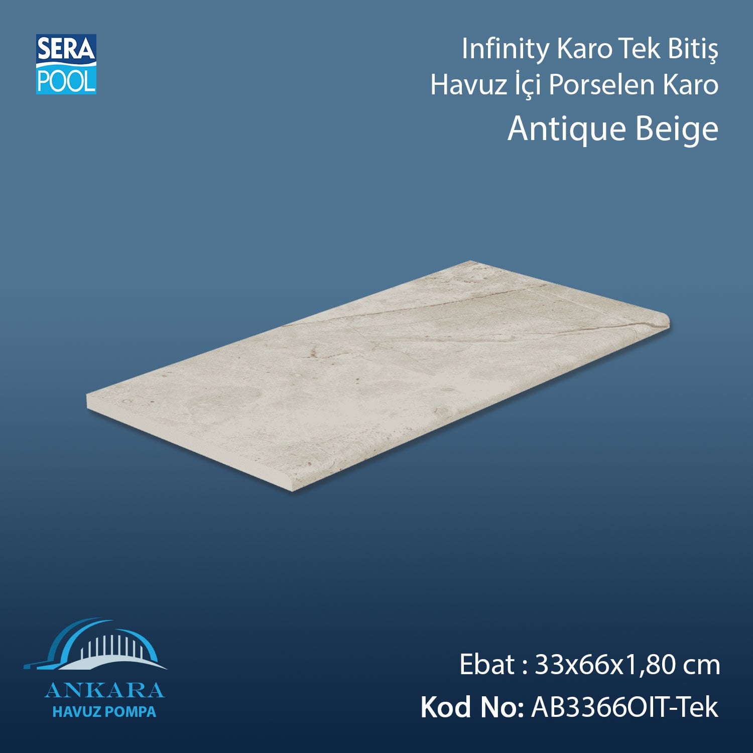 Antique Beige 33x66x1,80 cm Infinity Kaymaz Karo Tek Bitiş