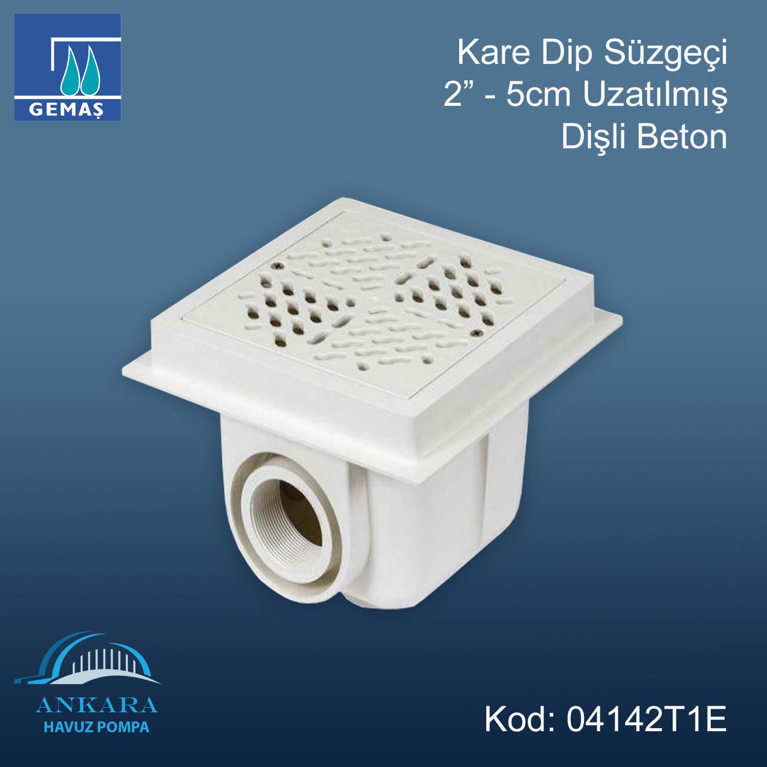 Kare Dip Süzgeci - Kare Dip Süz.Göv. 2'' -5cm Uzatılmış Dişli - Beton*