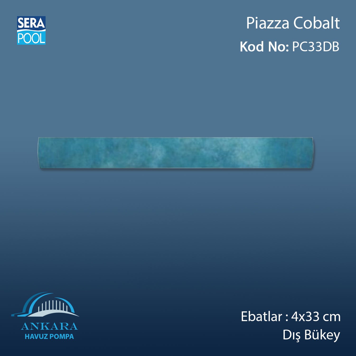 Piazza Cobalt 4x33 cm Dış Bükey