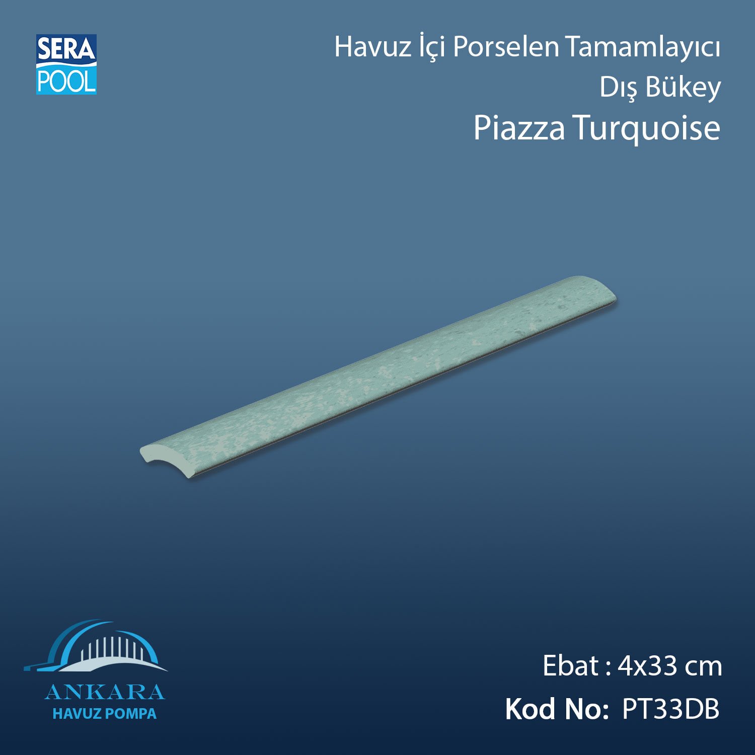 Piazza Turquoise 4x33 cm Dış Bükey