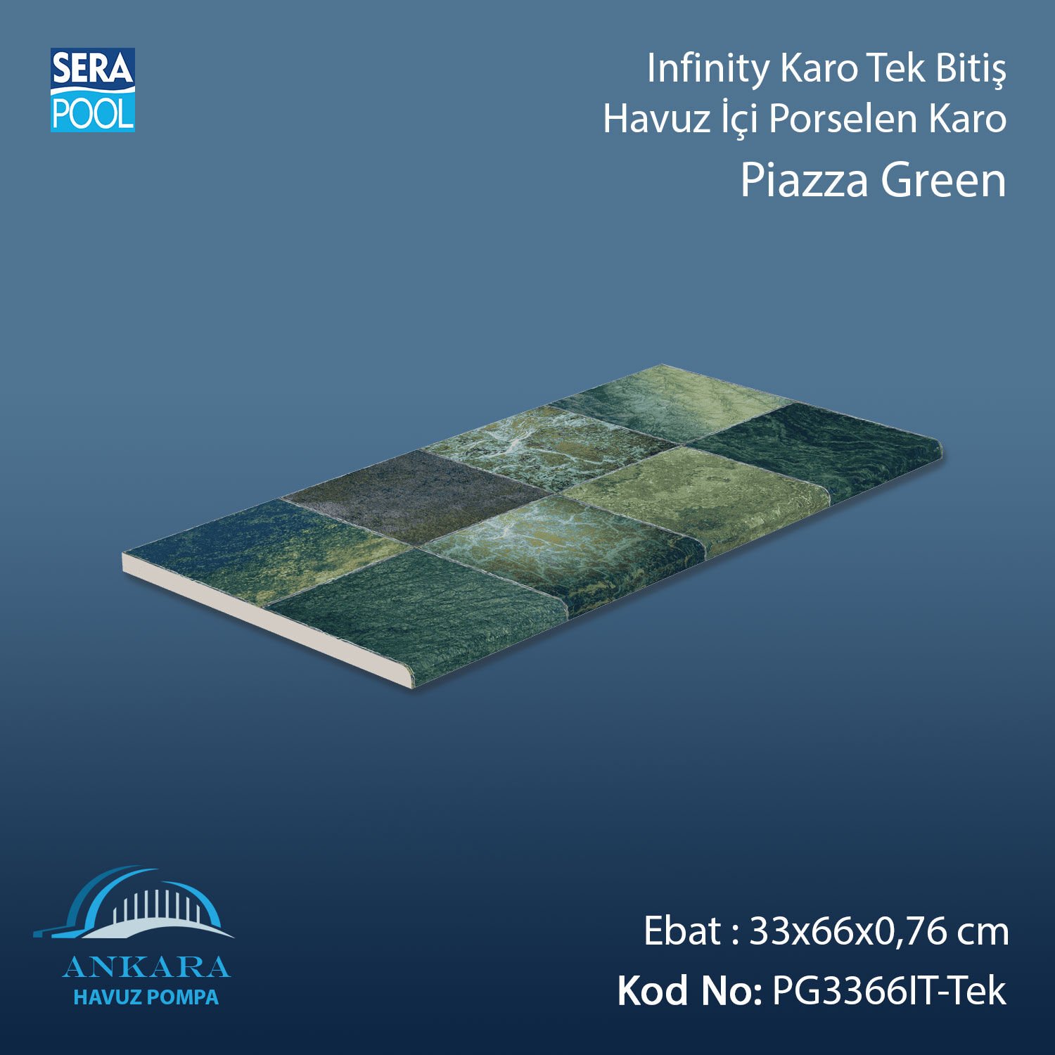 Piazza Green 33x66x0,76 cm Infinity Kaymaz Karo Tek Bitiş