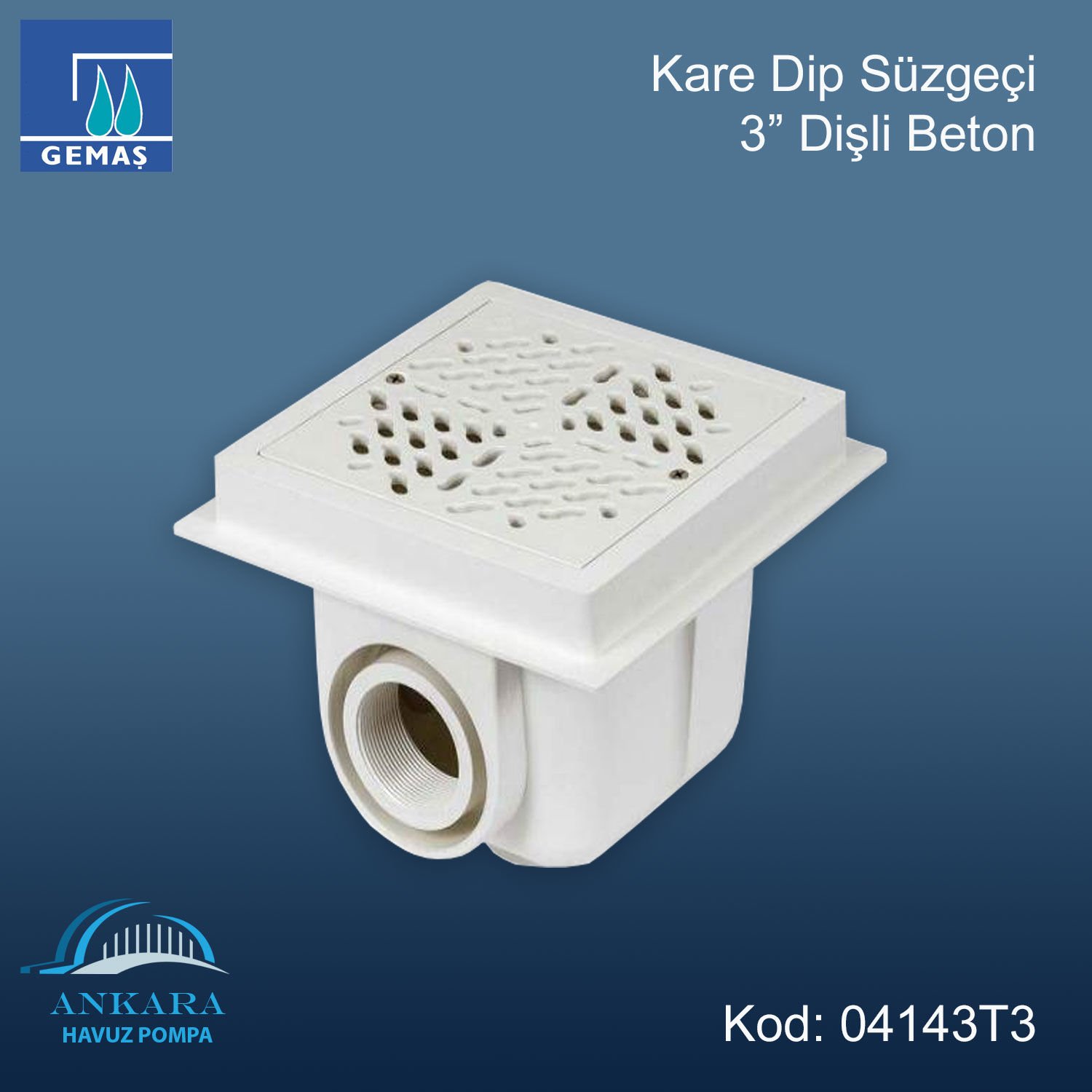 Kare Dip Süzgeci - Kare Dip Süzgeci 3'' Dişli Beton