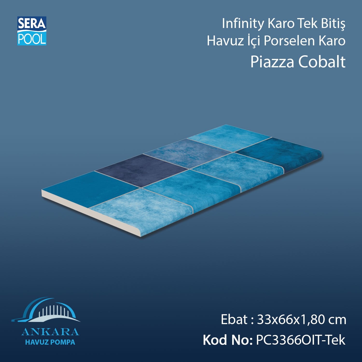 Piazza Cobalt 33x66x1,80 cm Infinity Kaymaz Karo Tek Bitiş