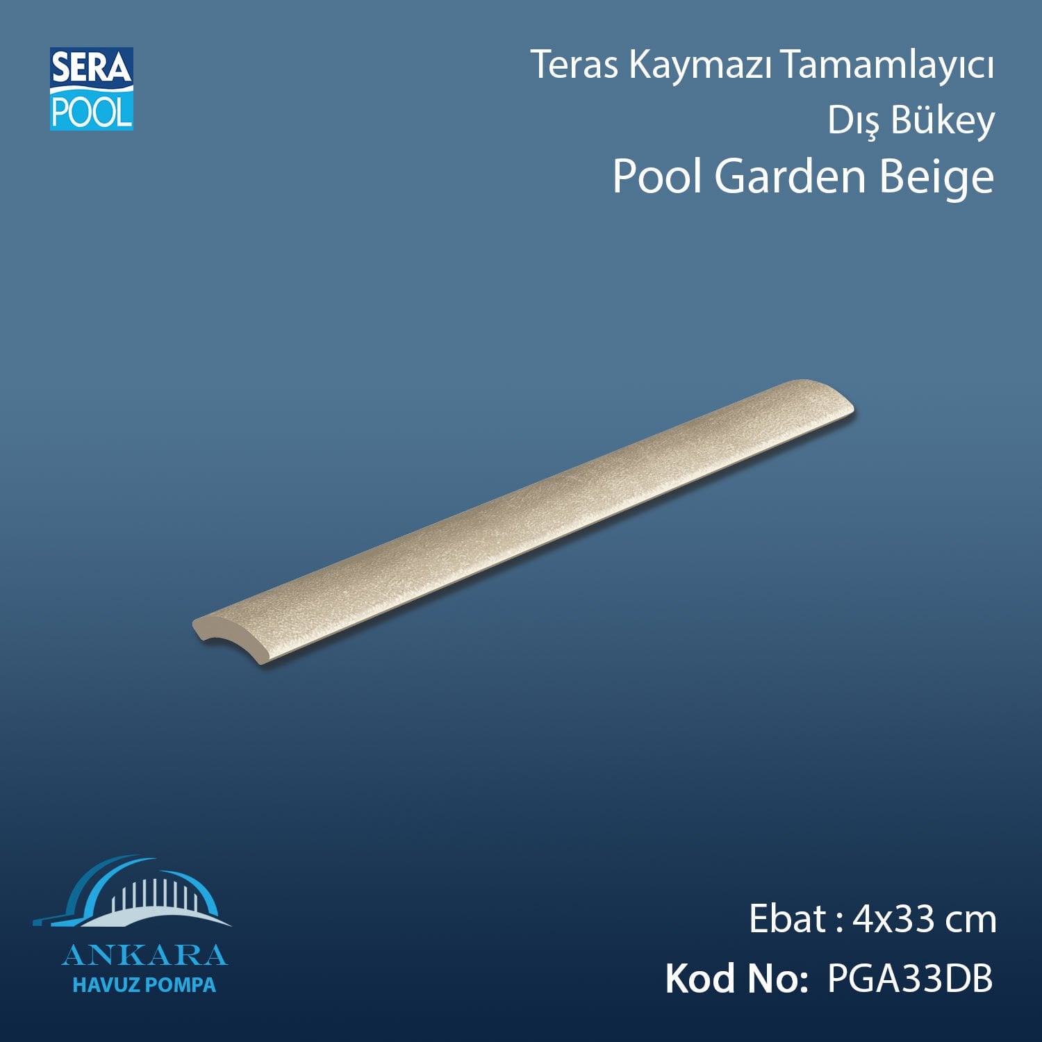 Pool Garden Beige 4x33 cm Dış Bükey