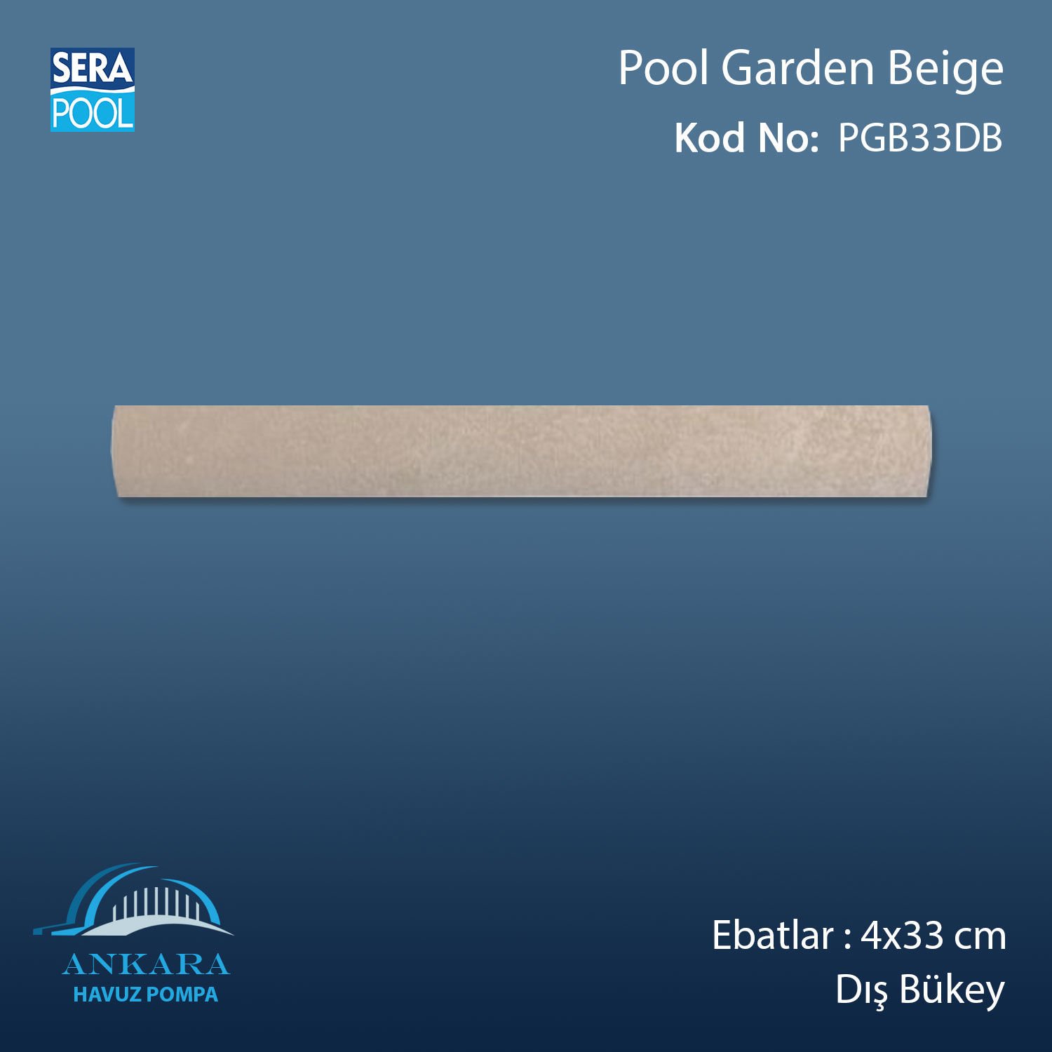Pool Garden Beige 4x33 cm Dış Bükey