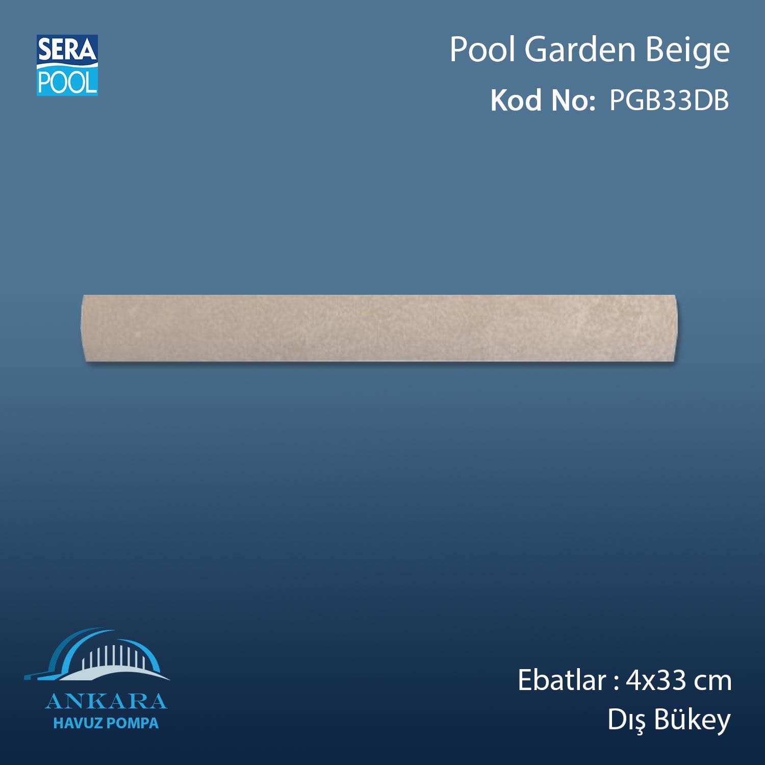 Pool Garden Beige 4x33 cm Dış Bükey