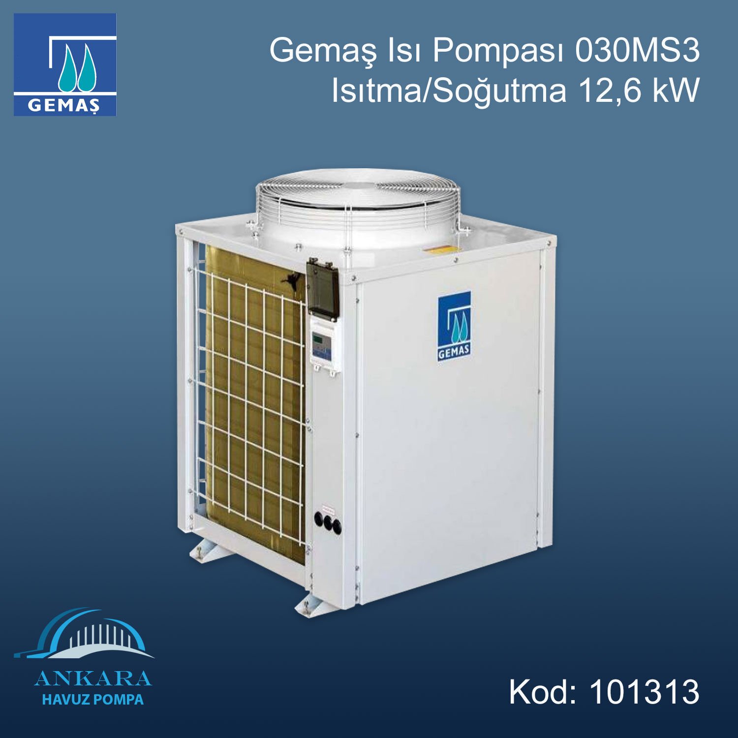 GEMAŞ Isı Pompası. 030MS3 - Isıtma/Soğutma 12,6 kW
