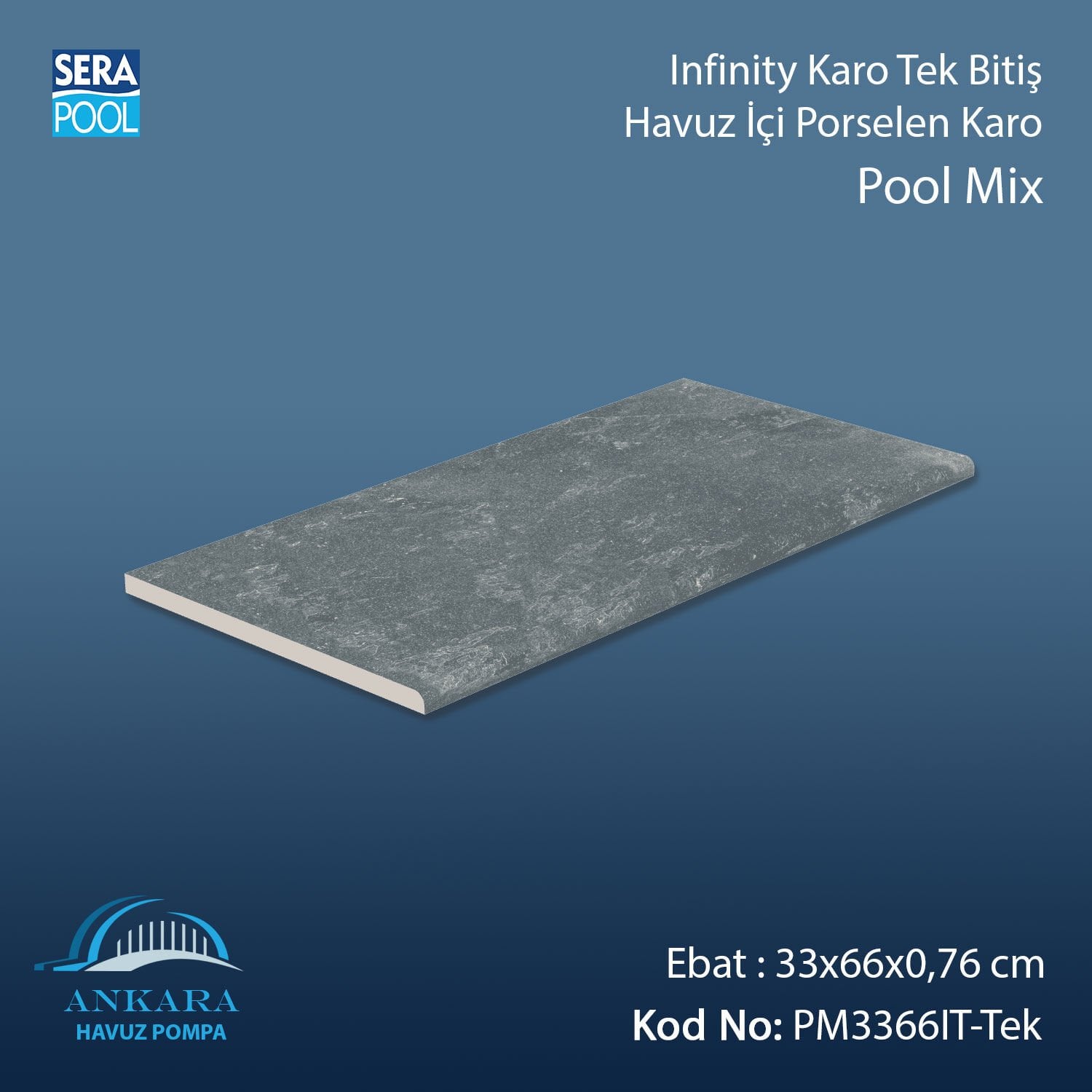 Pool Mix 33x66x0,76 cm Infinity Kaymaz Karo Tek Bitiş