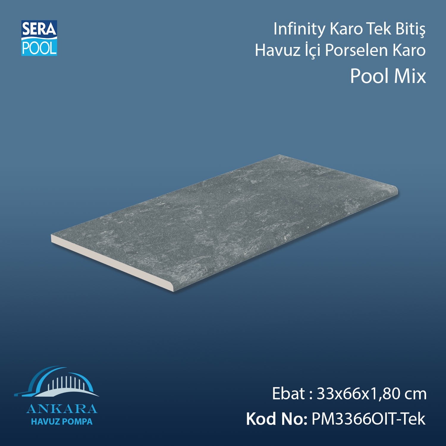 Pool Mix 33x66x1,80 cm Infinity Kaymaz Karo Tek Bitiş