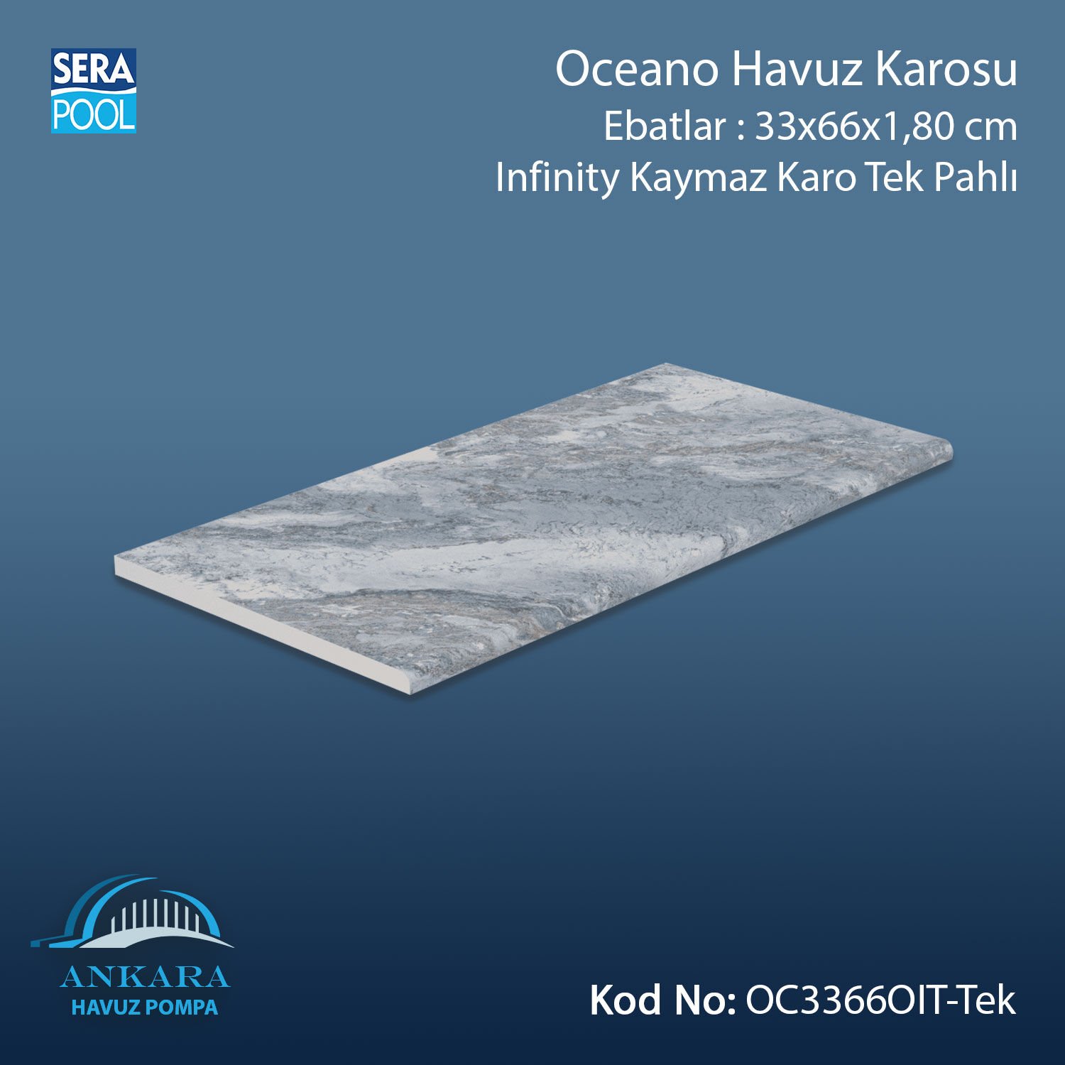 Oceano 33x66x1,80 cm Infinity Kaymaz Karo Tek Pahlı
