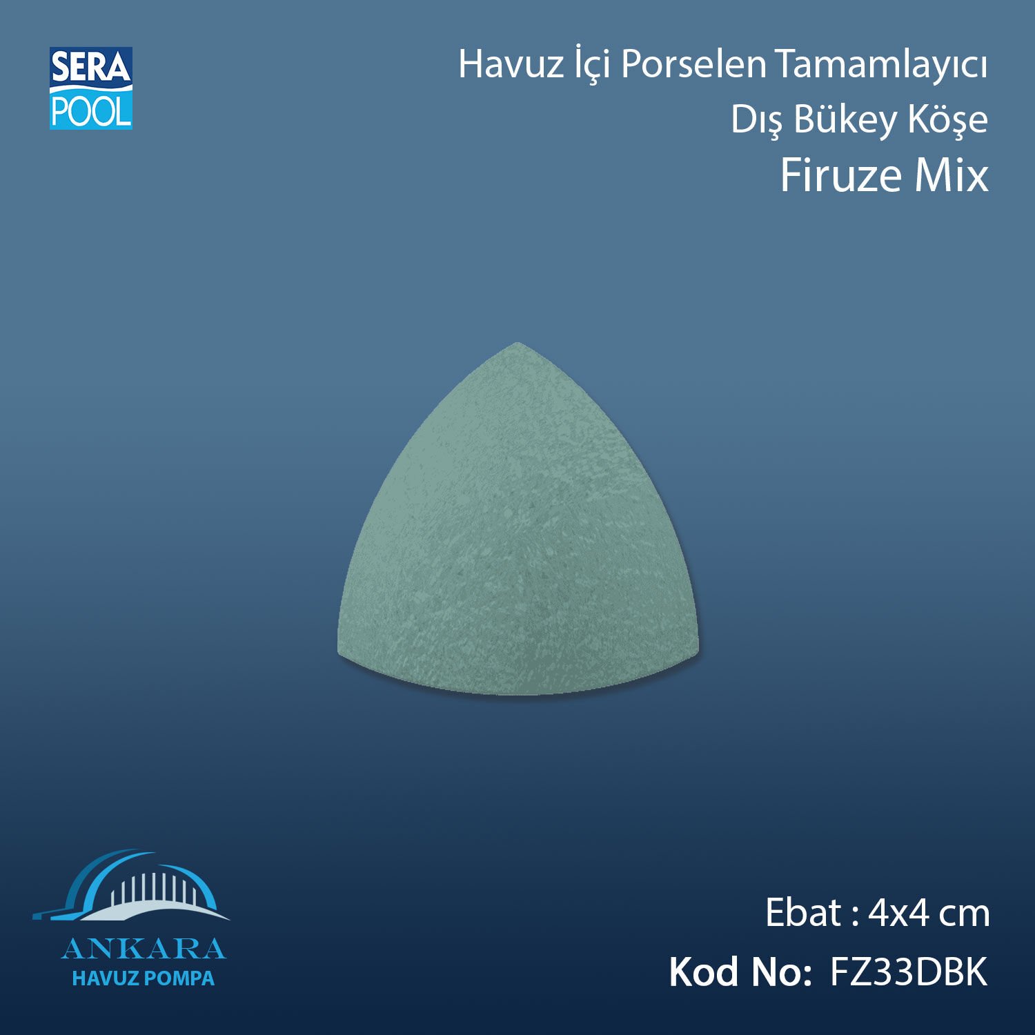 Firuze Mix 4x4 cm Dış Bükey Köşe