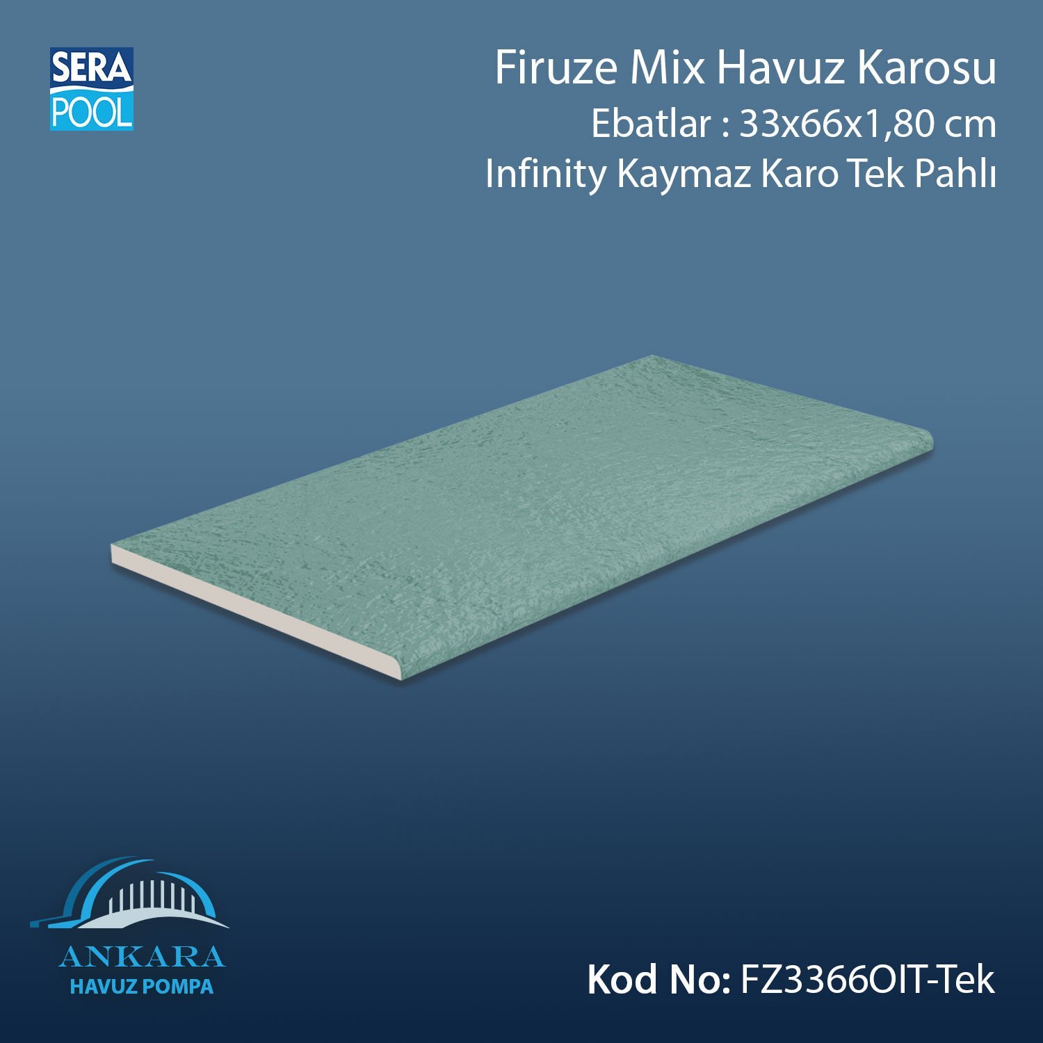 Firuze Mix 33x66x1,80 cm Infinity Kaymaz Karo Tek Pahlı
