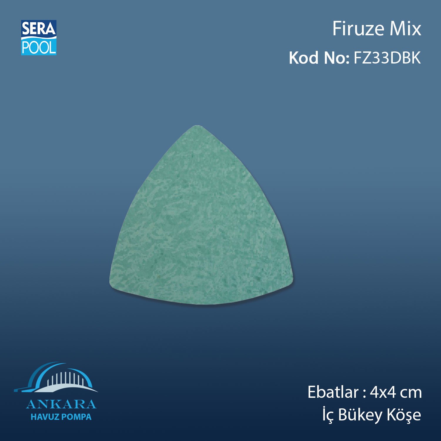 Firuze Mix 4x4 cm Dış Bükey Köşe