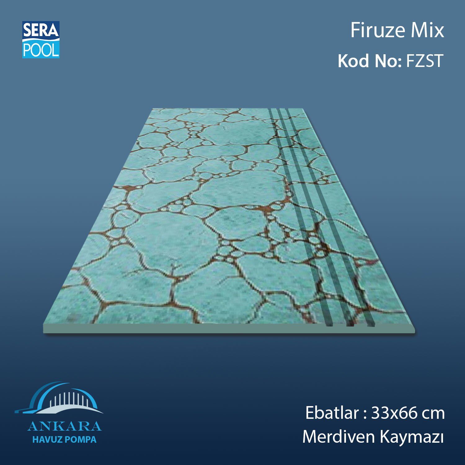 Firuze Mix 33x66x1,80 cm Merdiven Kaymazı