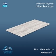 Silver Traverten 33x66x0,76 cm Merdiven Kaymazı