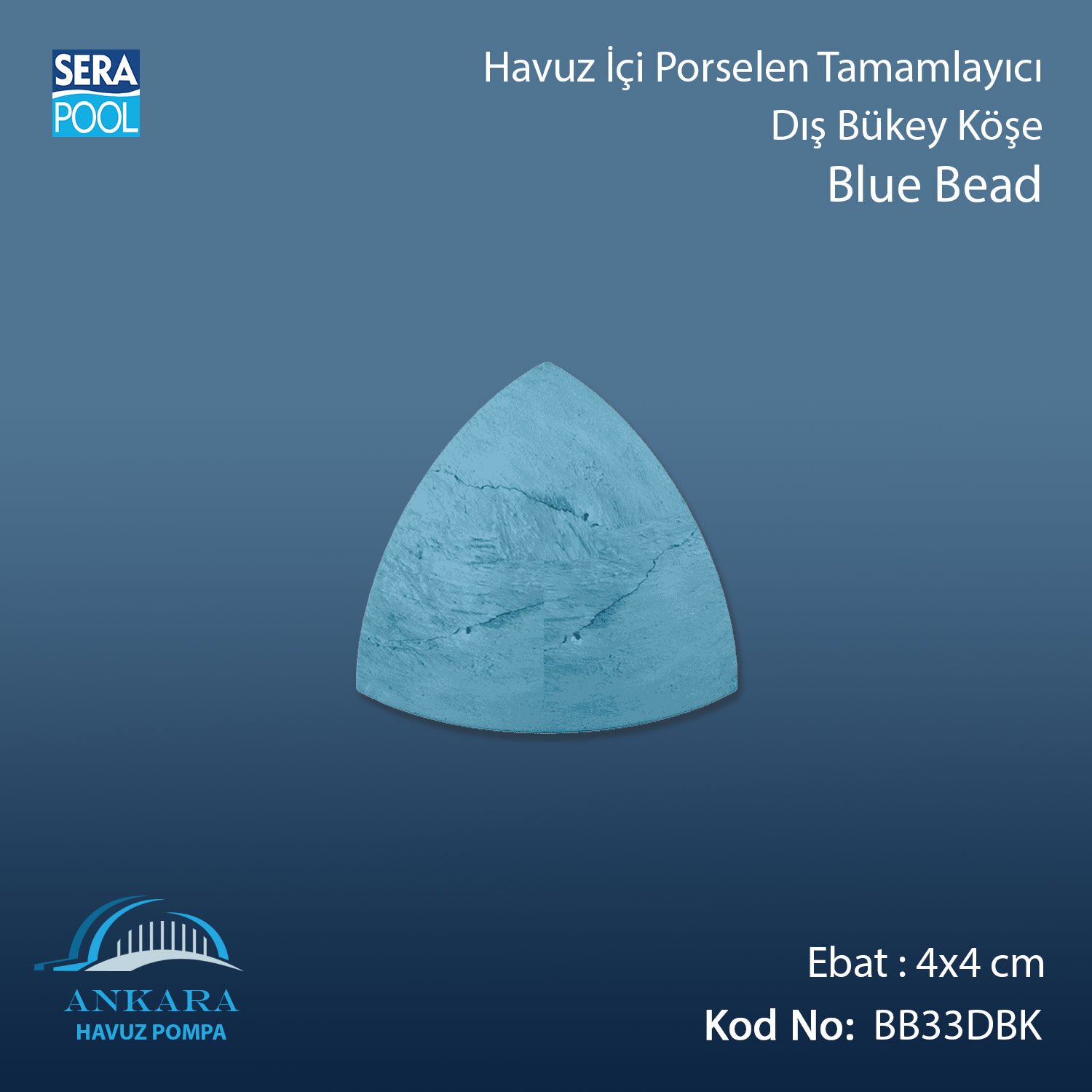 Blue Bead 4x4 cm Dış Bükey Köşe