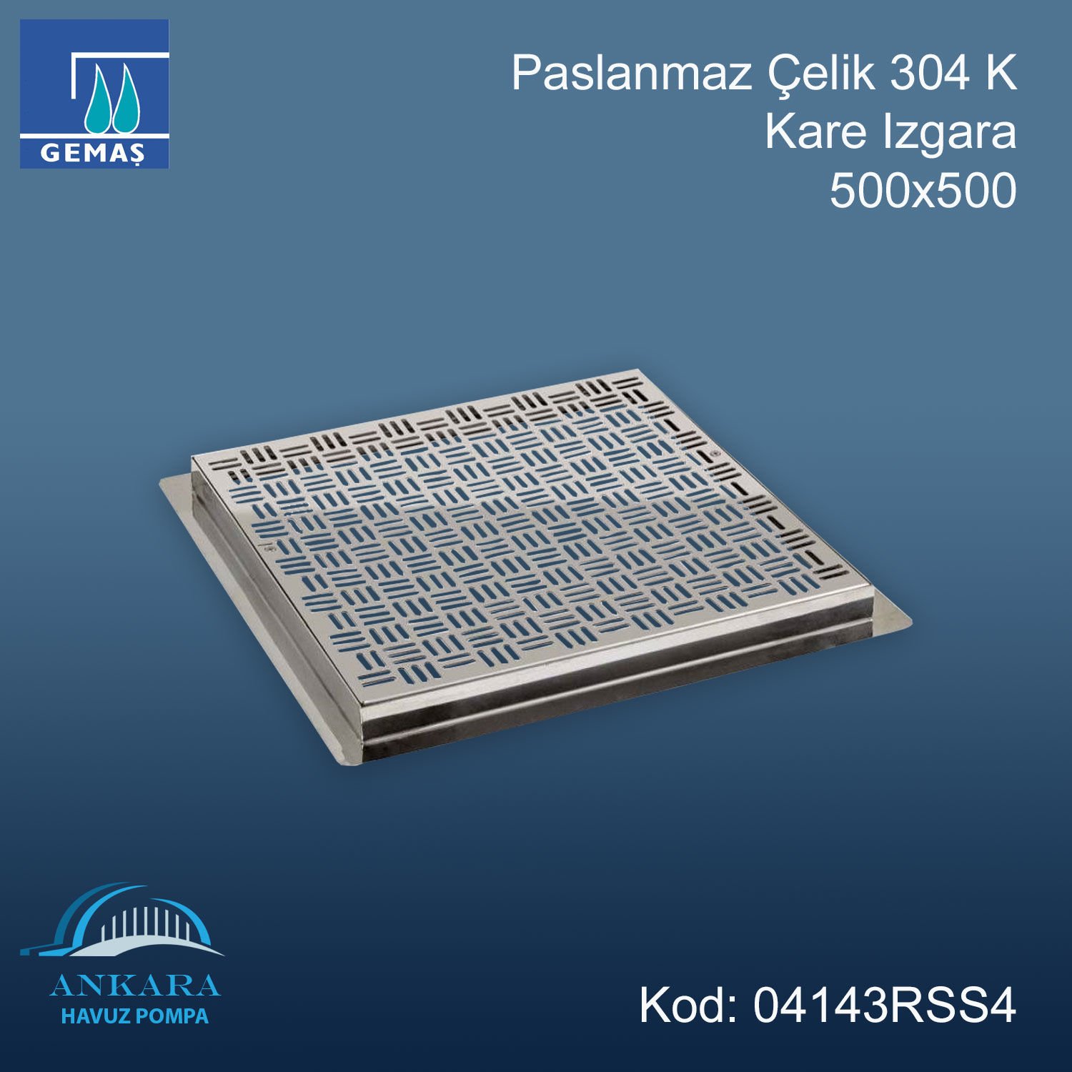 Paslanmaz Çelik Kare Izgara 500X500-304 Klt
