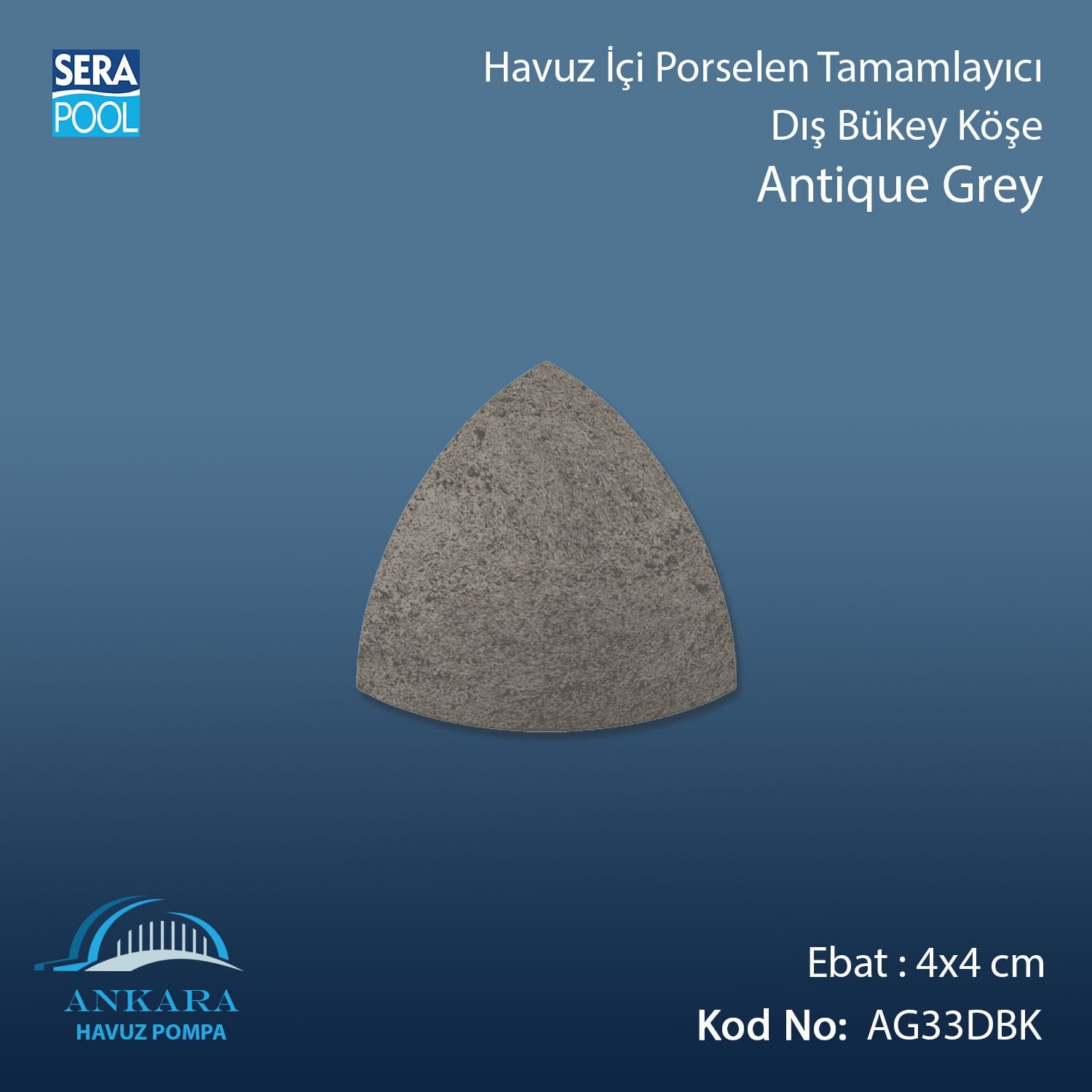 Antique Grey 4x4 cm Dış Bükey Köşe
