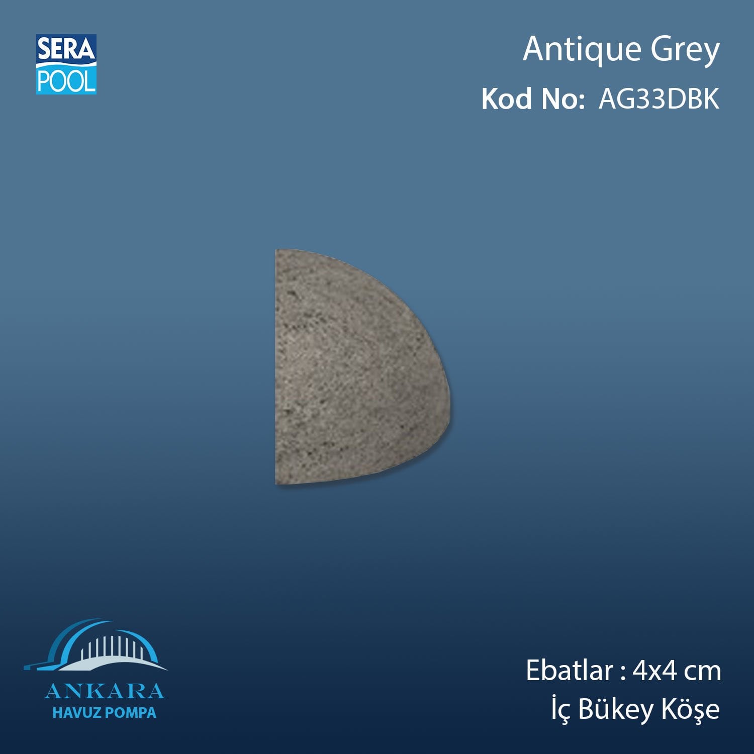 Antique Grey 4x4 cm Dış Bükey Köşe