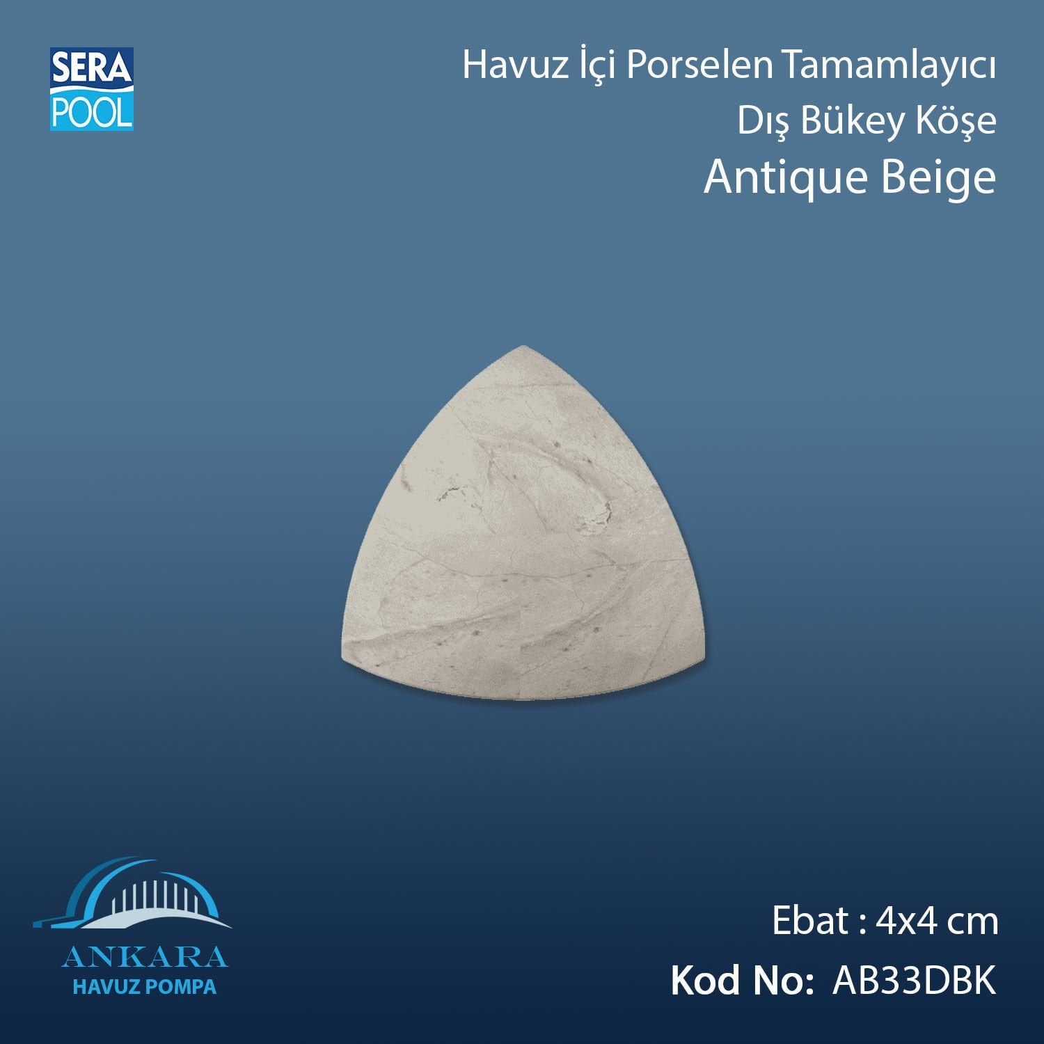 Antique Beige 4x4 cm Dış Bükey Köşe