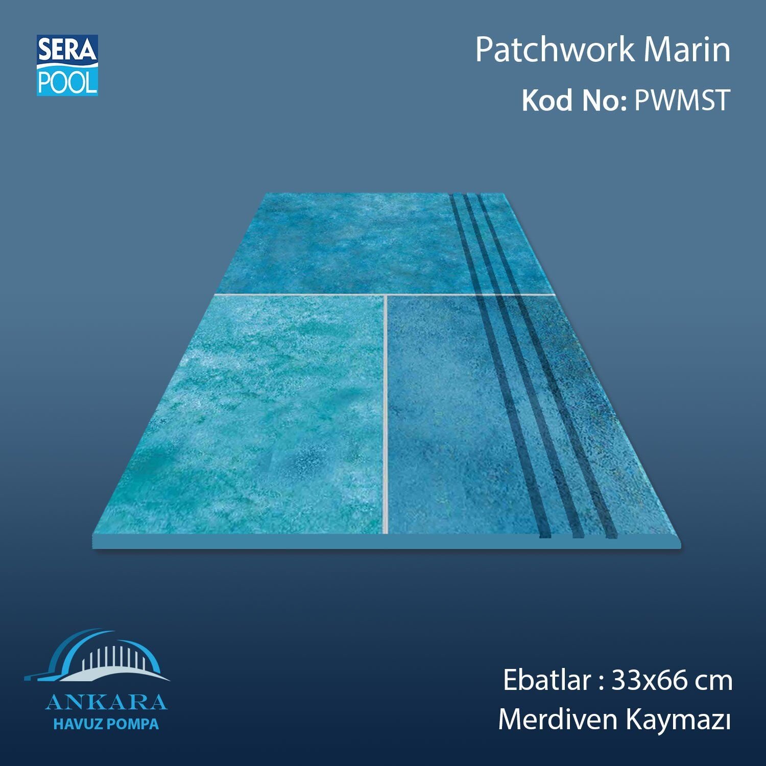 Patchwork Marin 33x66x1,80 cm Merdiven Kaymazı