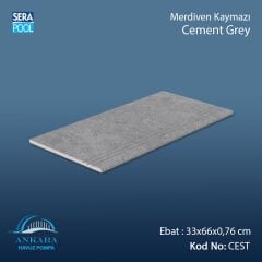 Cement Grey 33x66x0,76 cm Merdiven Kaymazı