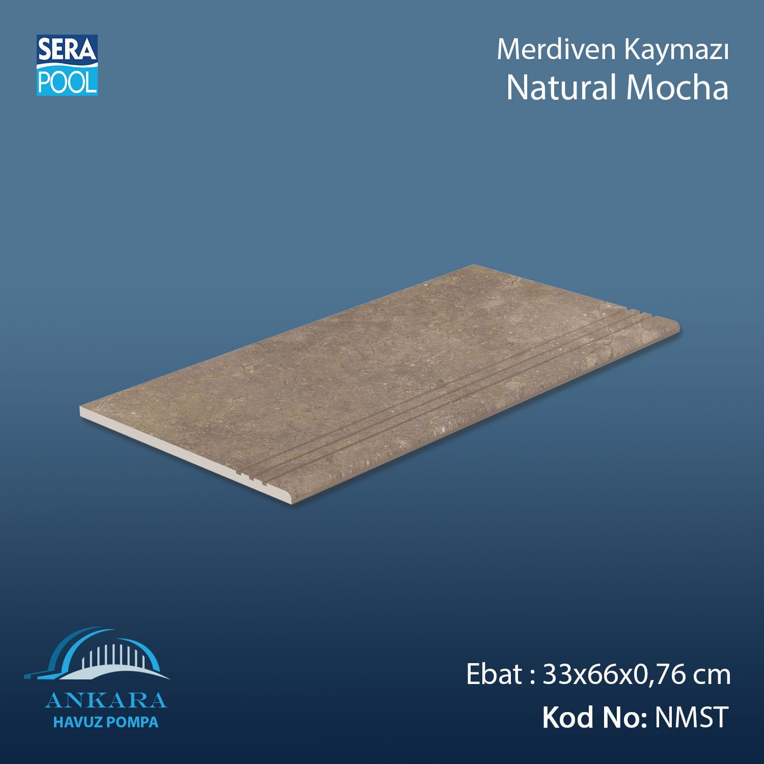 Natural Mocha 33x66x0,76 cm Merdiven Kaymazı
