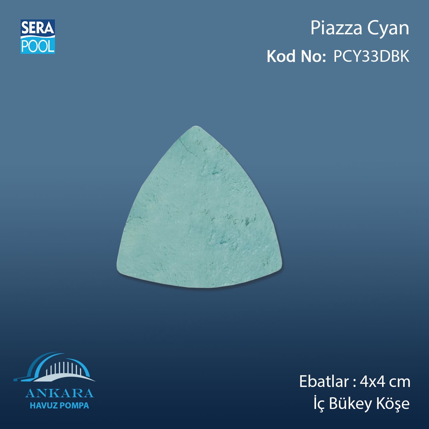 Piazza Cyan 4x4 cm Dış Bükey Köşe