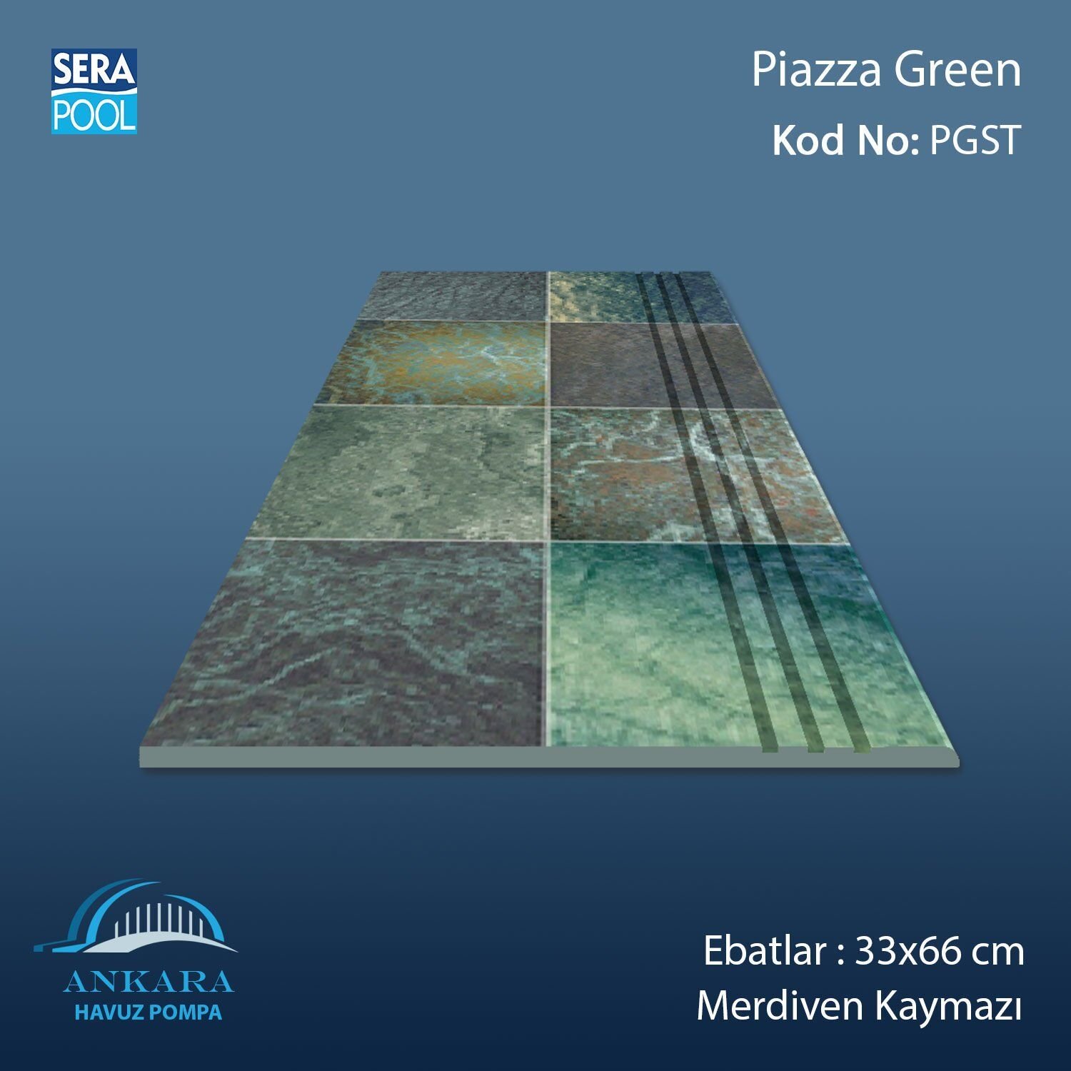 Piazza Green 33x66x1,80 cm Merdiven Kaymazı