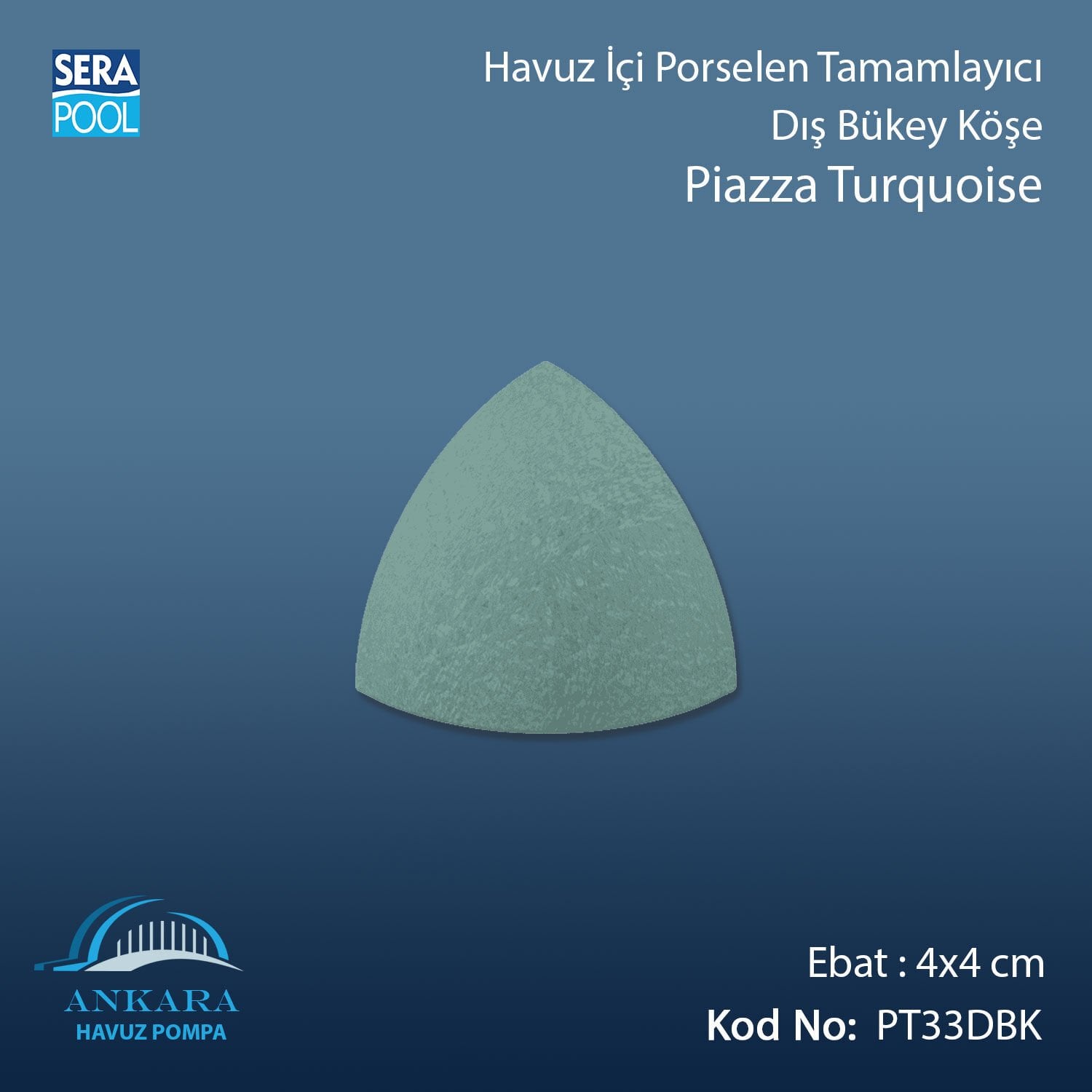 Piazza Turquoise 4x4 cm Dış Bükey Köşe