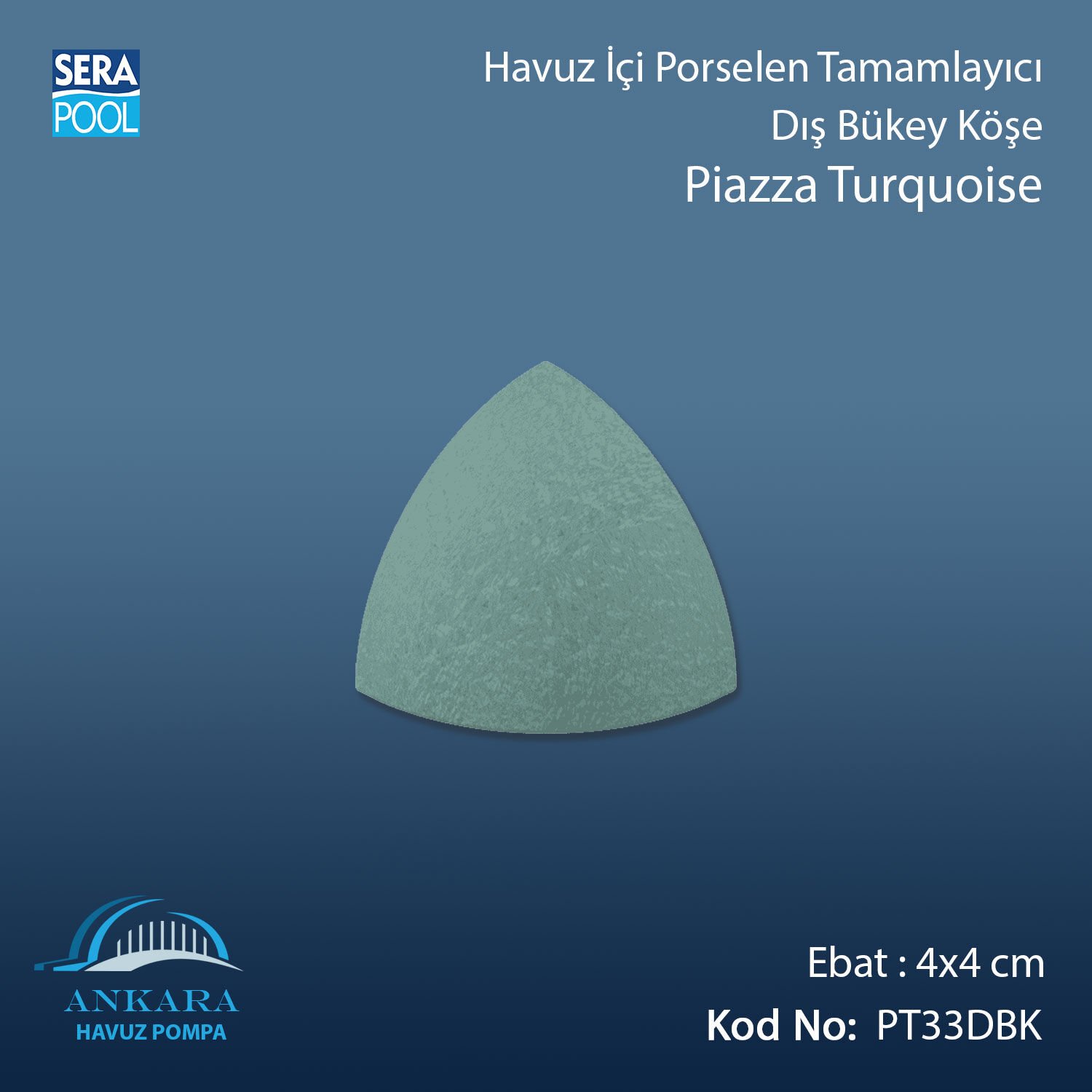 Piazza Turquoise 4x4 cm Dış Bükey Köşe