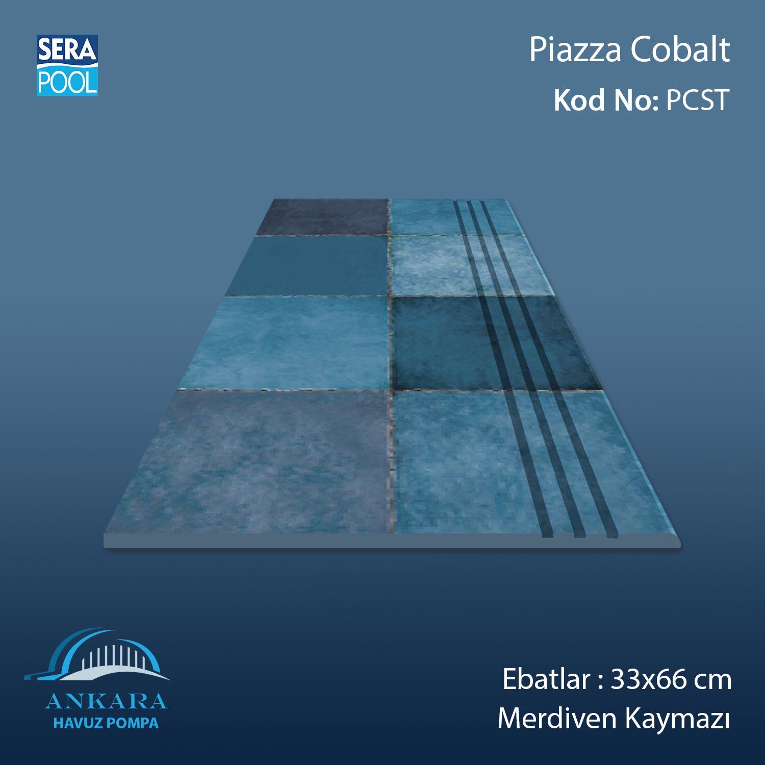 Piazza Cobalt 33x66x1,80 cm Merdiven Kaymazı