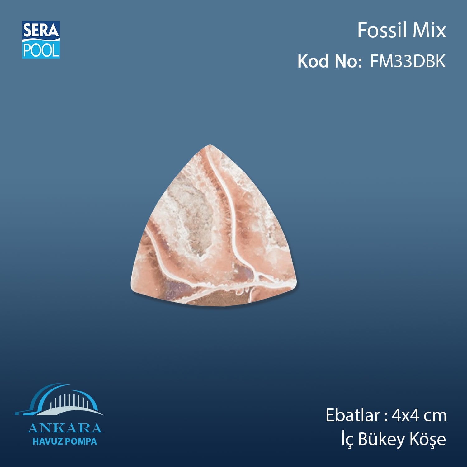 Fossil Mix 4x4 cm Dış Bükey Köşe