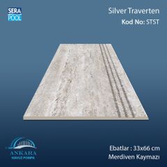 Silver Traverten 33x66x1,80 cm Merdiven Kaymazı