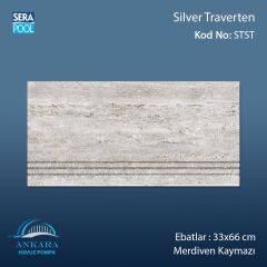 Silver Traverten 33x66x1,80 cm Merdiven Kaymazı