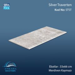Silver Traverten 33x66x1,80 cm Merdiven Kaymazı