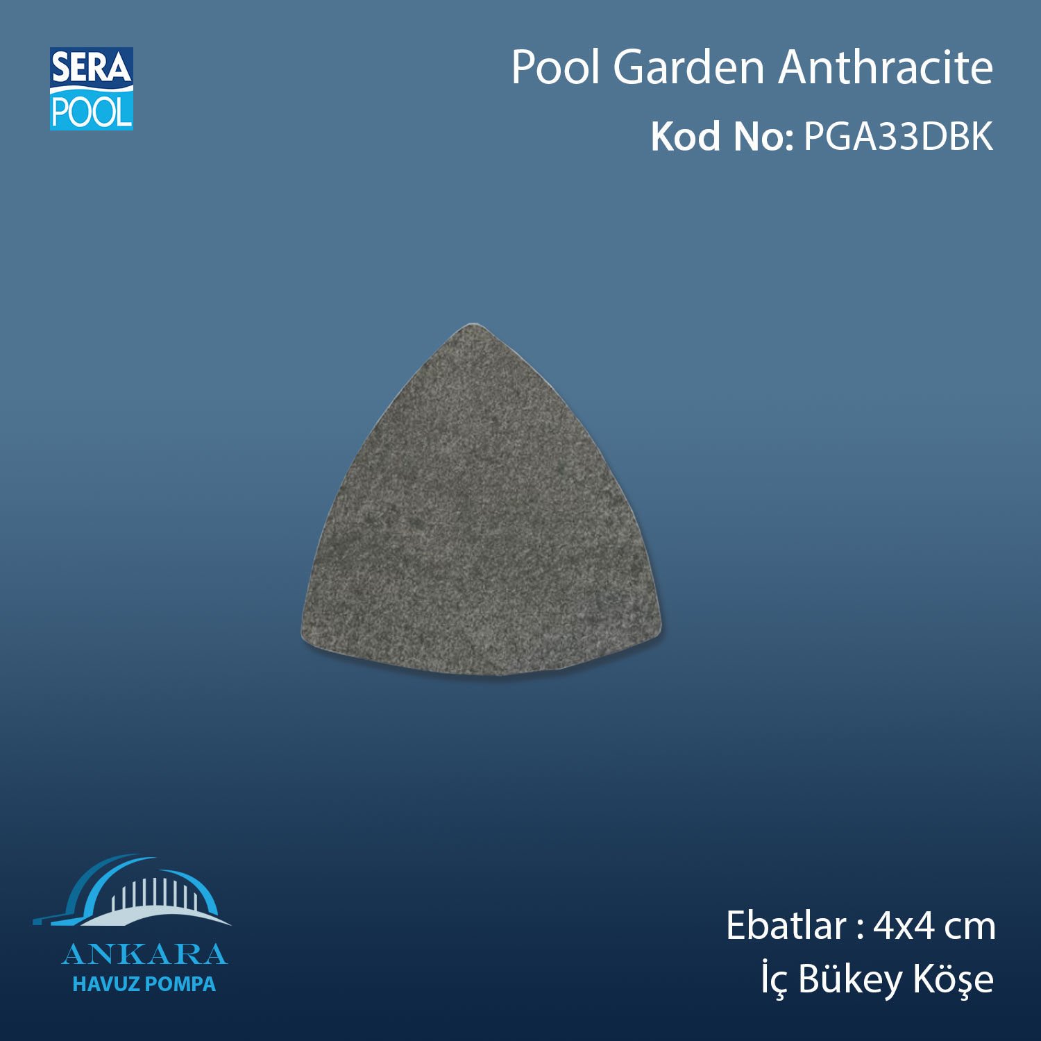 Pool Garden Anthracite 4x4 cm Dış Bükey Köşe