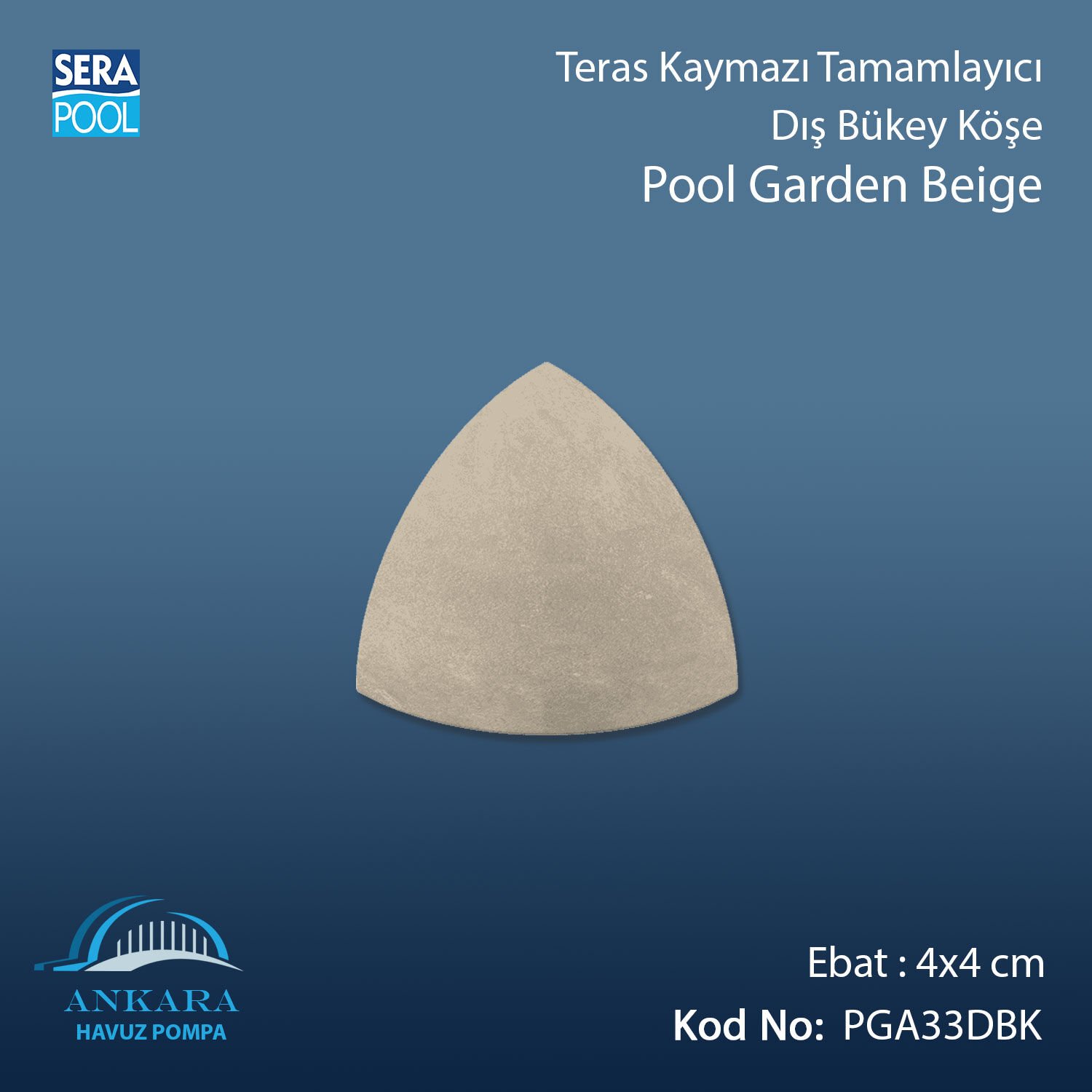 Pool Garden Beige 4x4 cm Dış Bükey Köşe